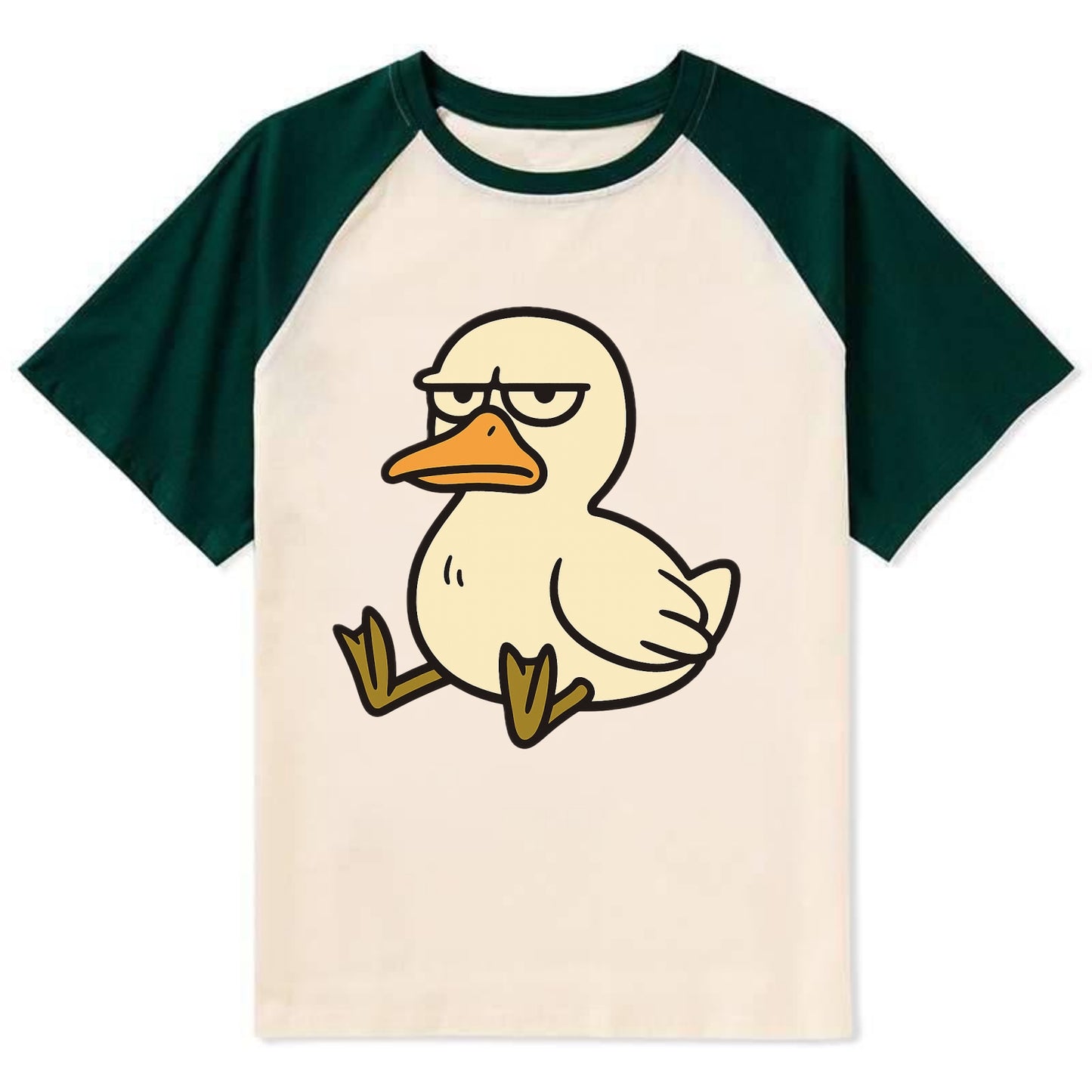 The Duck Judging Silently - Contrast Raglan T-shirt - Green