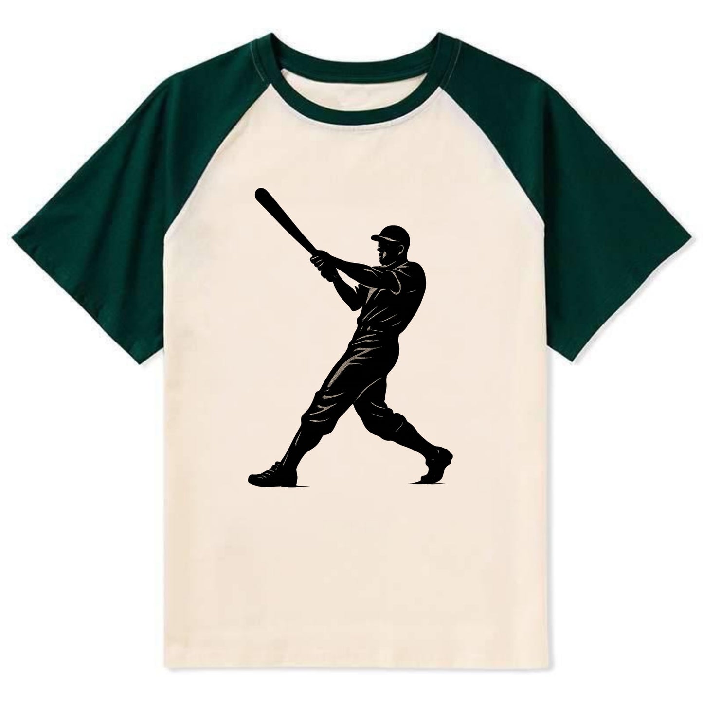 Baseball batter in full swing - Contrast Raglan T-shirt - Green