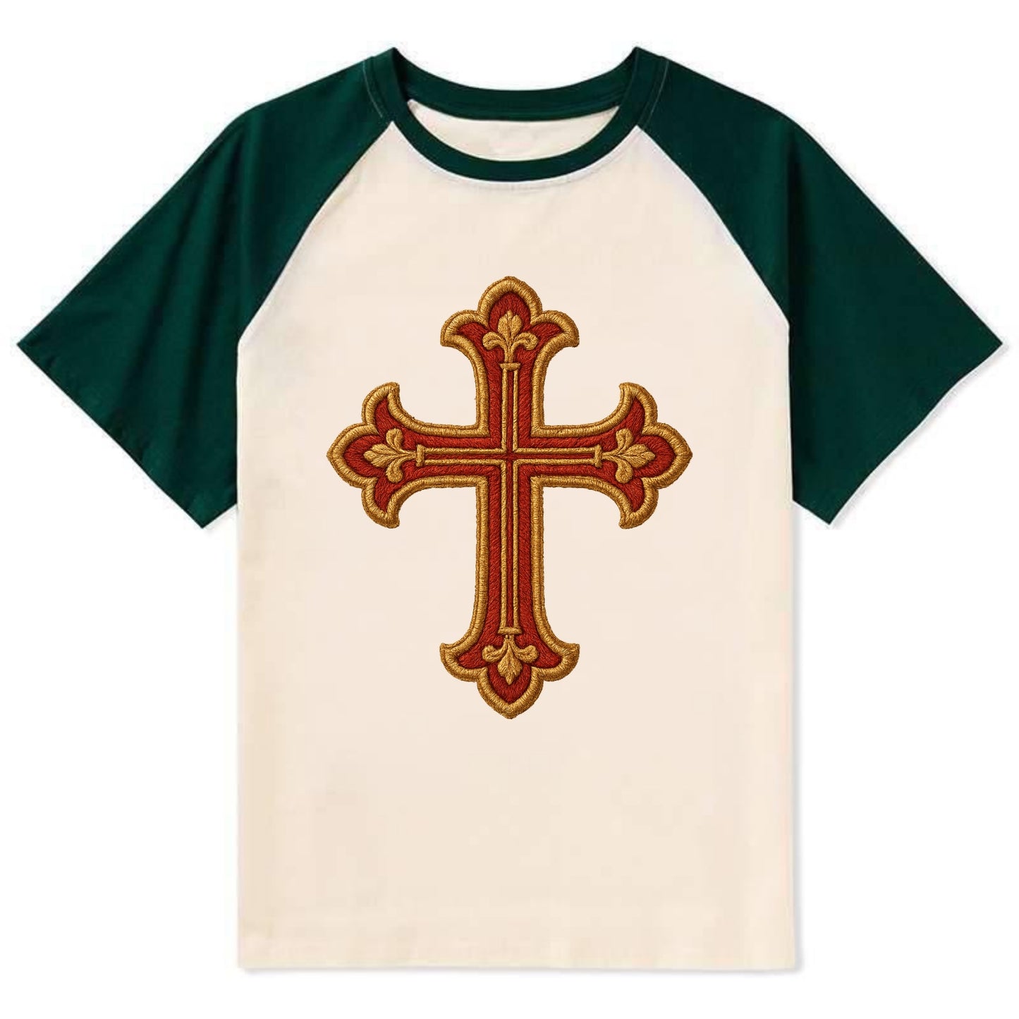 Armenian Cross - Contrast Raglan T-shirt - Green