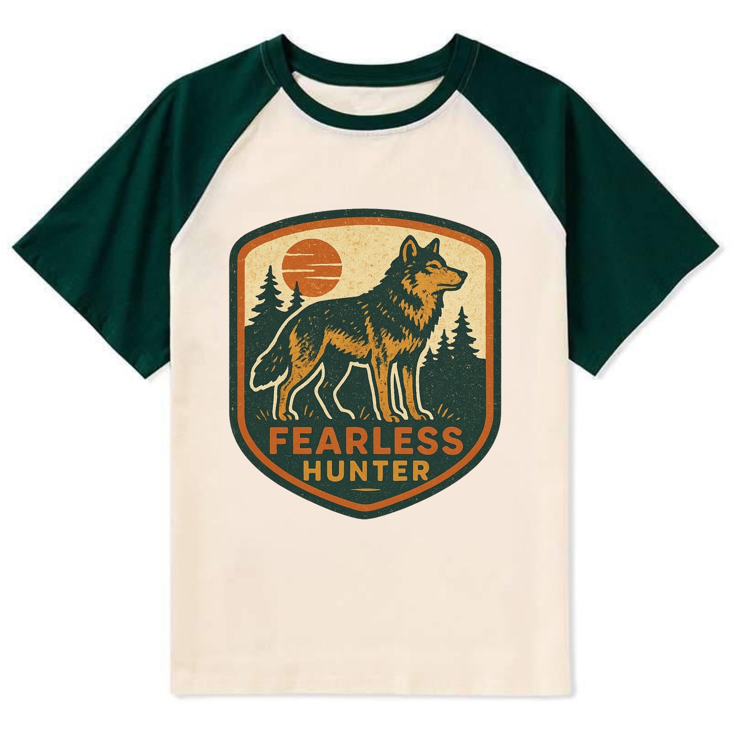 Fearless Hunter - Contrast Raglan T-shirt - Green