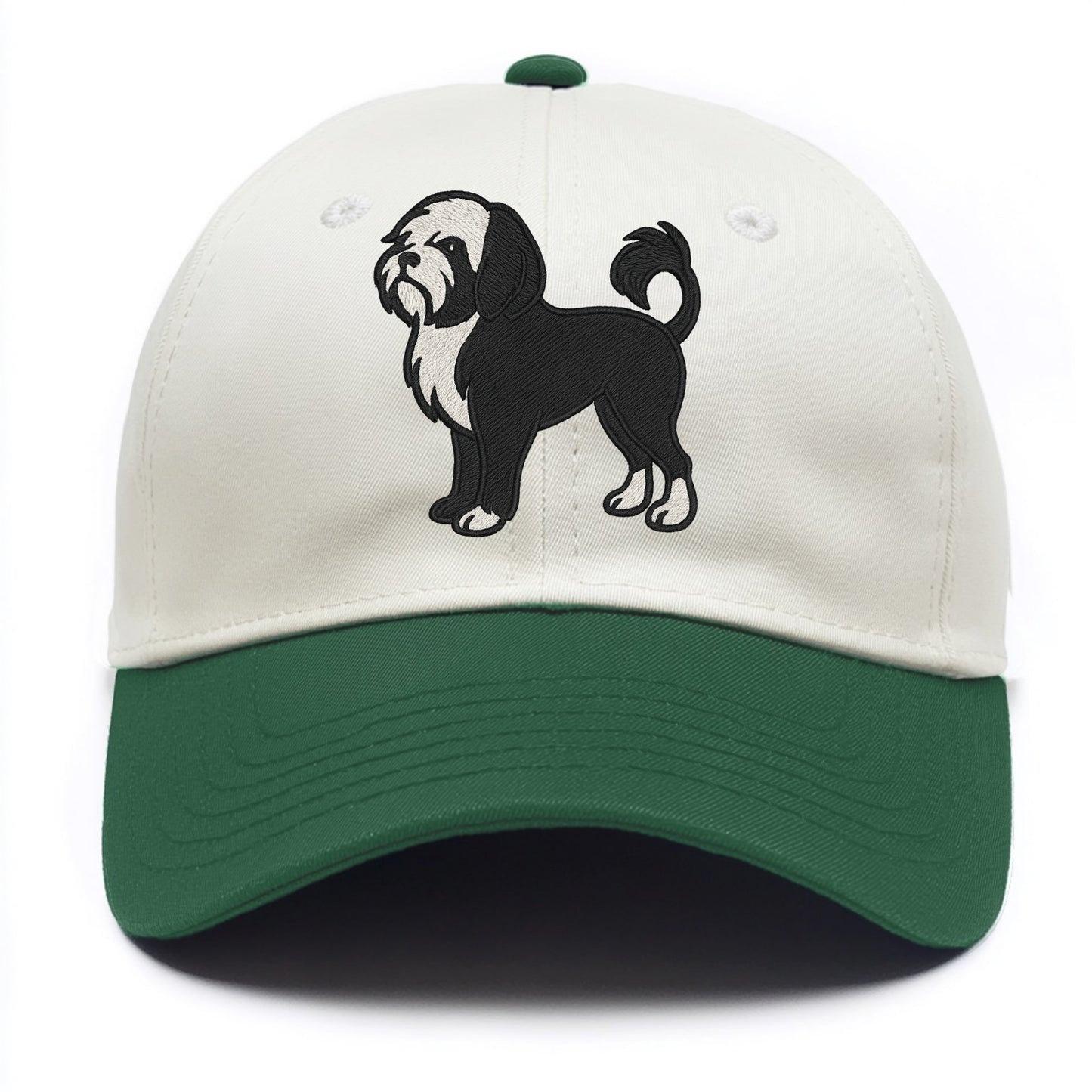 Löwchen - Black and white lion trim embr - Two Tone Cap - Green