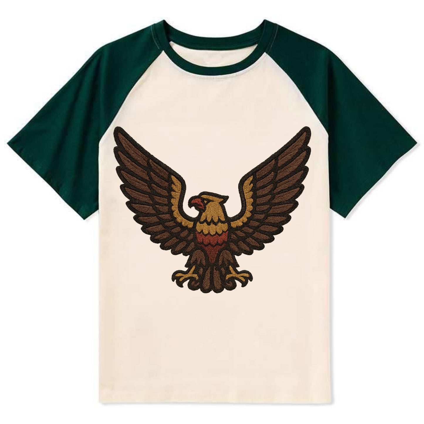 Eagle Wings - Contrast Raglan T-shirt - Green