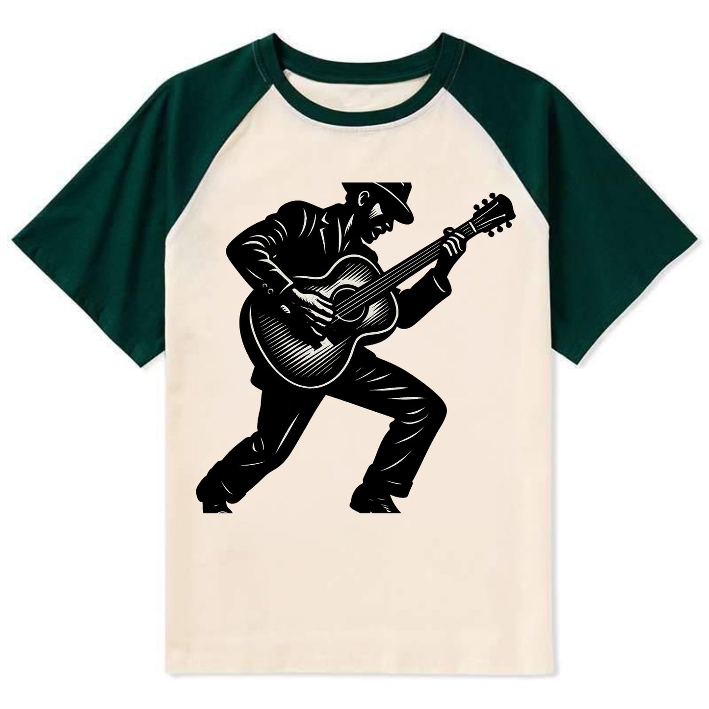 Guitarist playing acoustic guitar - Contrast Raglan T-shirt - Green