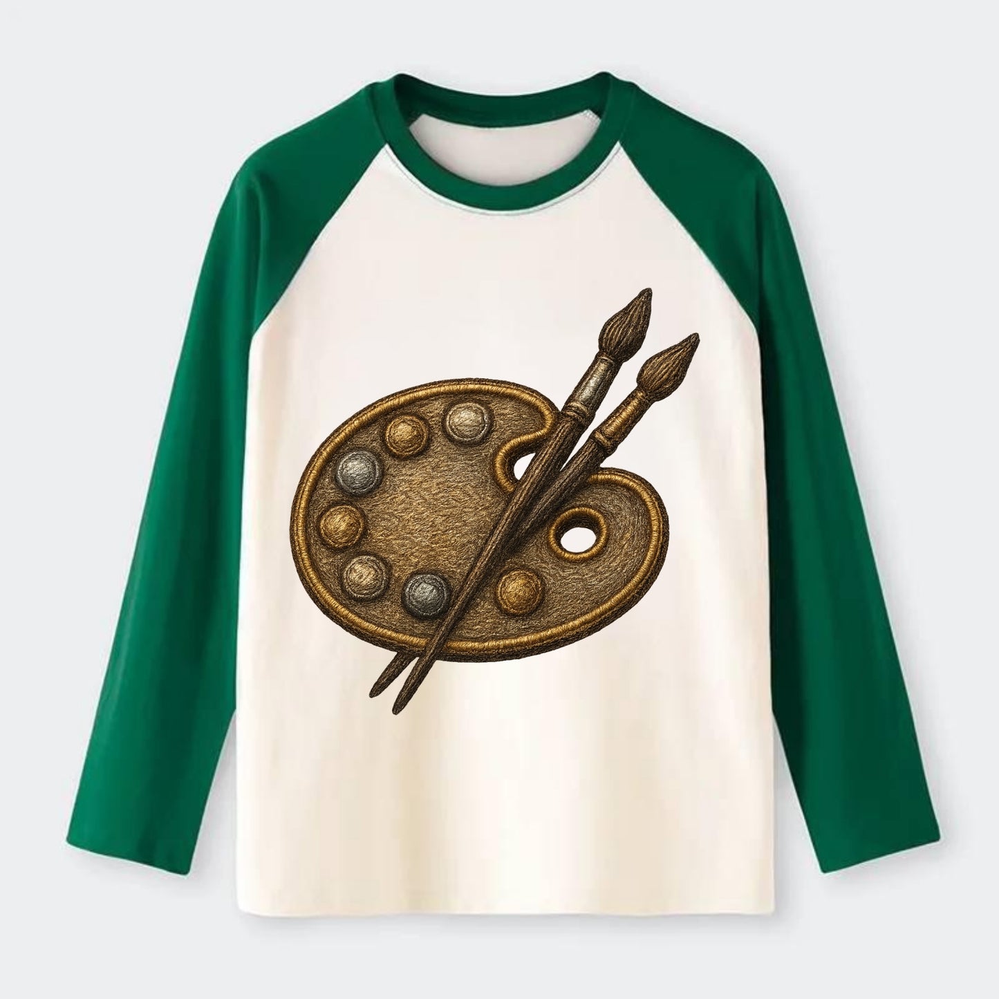 Artist palette with brushes - painter emblem - Raglan Long Sleeve T-Shirt - Green