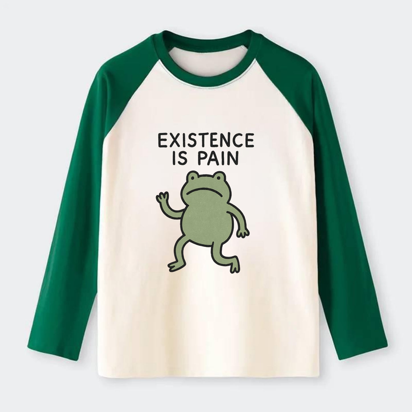 VINTAGE MODEL | Antique with dust - Raglan Long Sleeve T-Shirt - Green