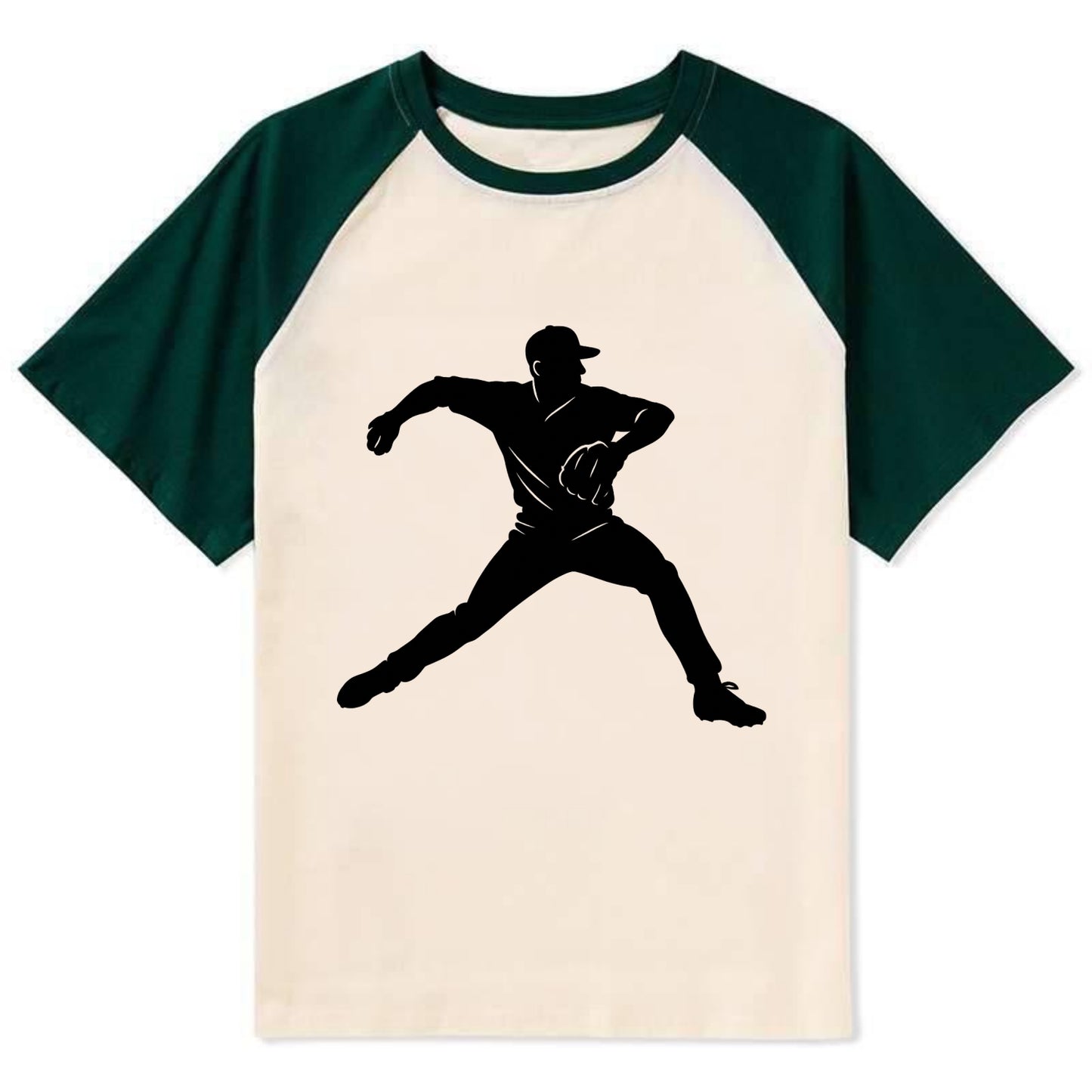 Baseball pitcher wind-up motion - Contrast Raglan T-shirt - Green
