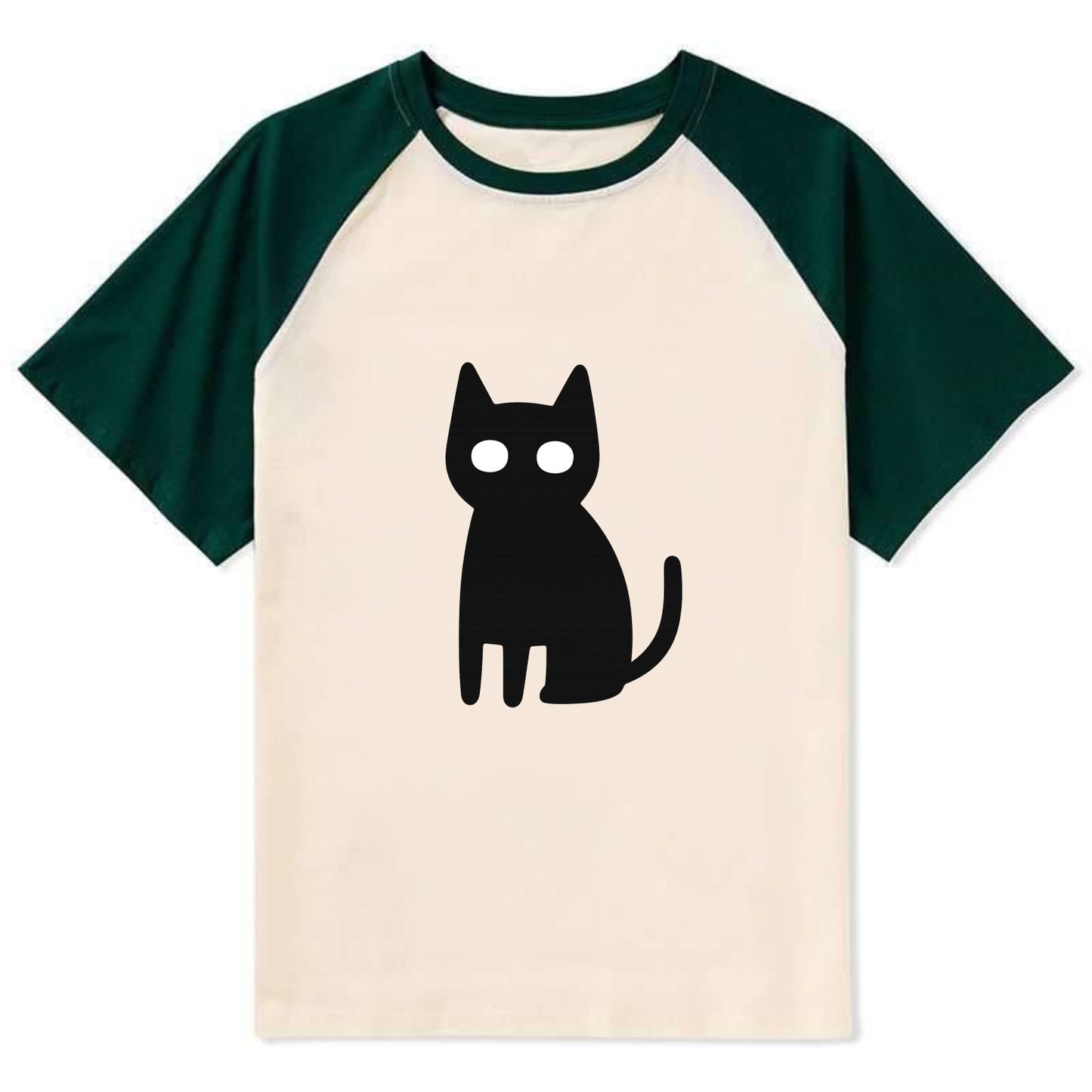 YOU MUST EMBRACE THE VOID | Black cat st - Contrast Raglan T-shirt - Green