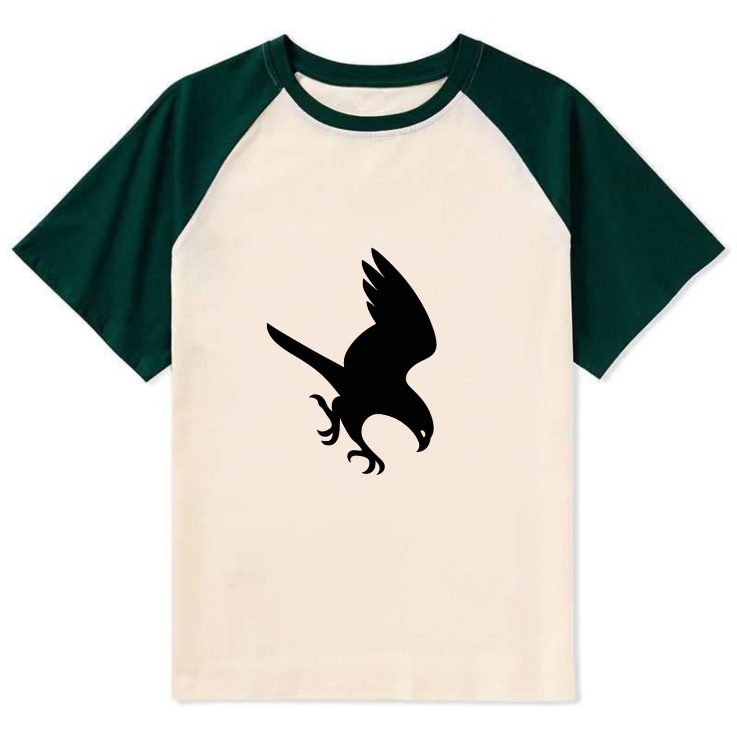 Hawk diving for prey - Contrast Raglan T-shirt - Green