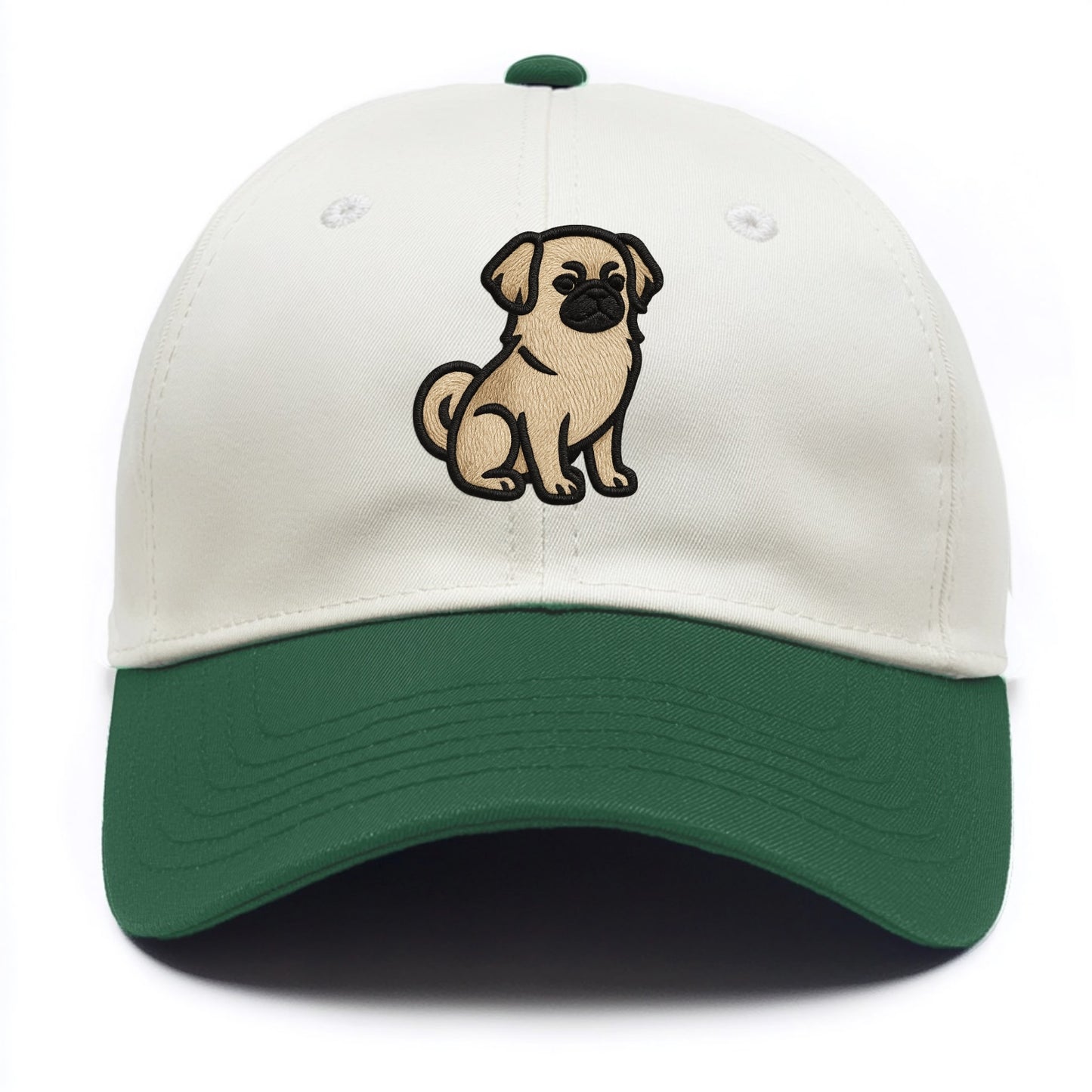 Tibetan Spaniel - Fawn small dog embroid - Two Tone Cap - Green
