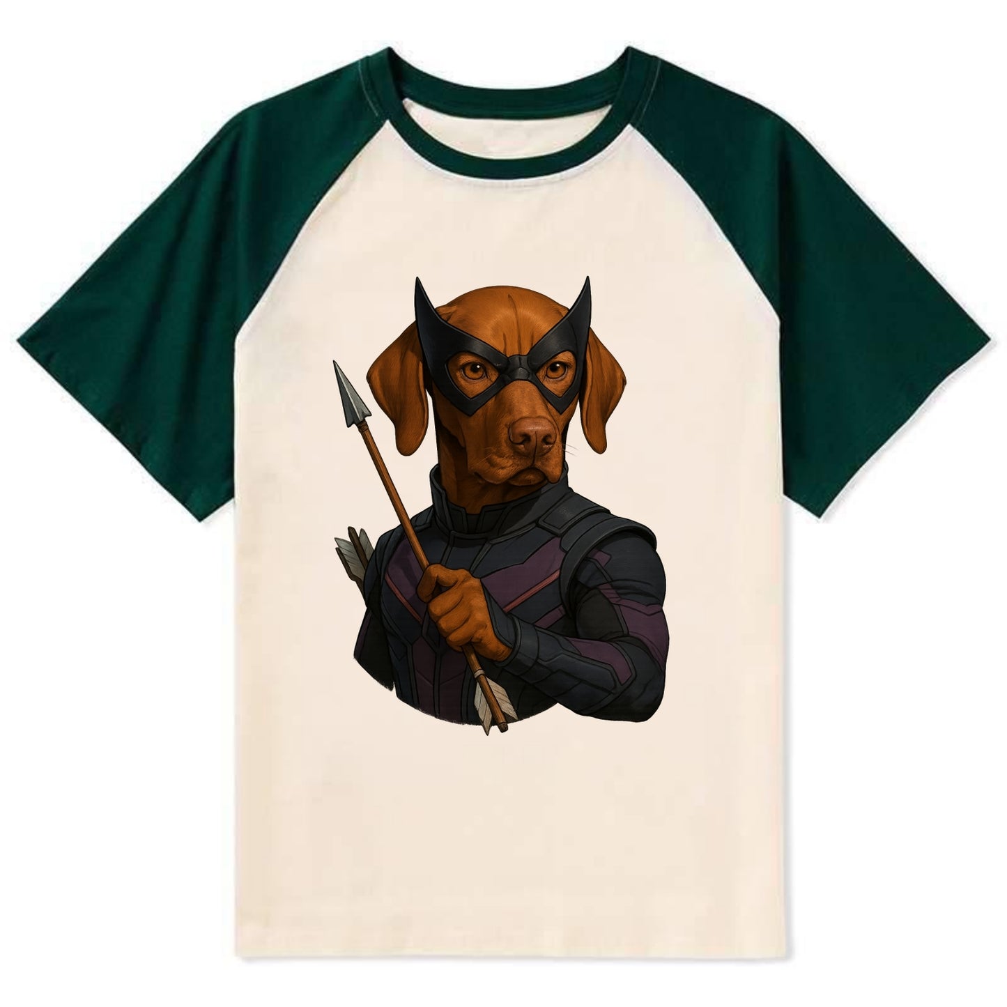 Vizsla Hawkeye - Contrast Raglan T-shirt - Green