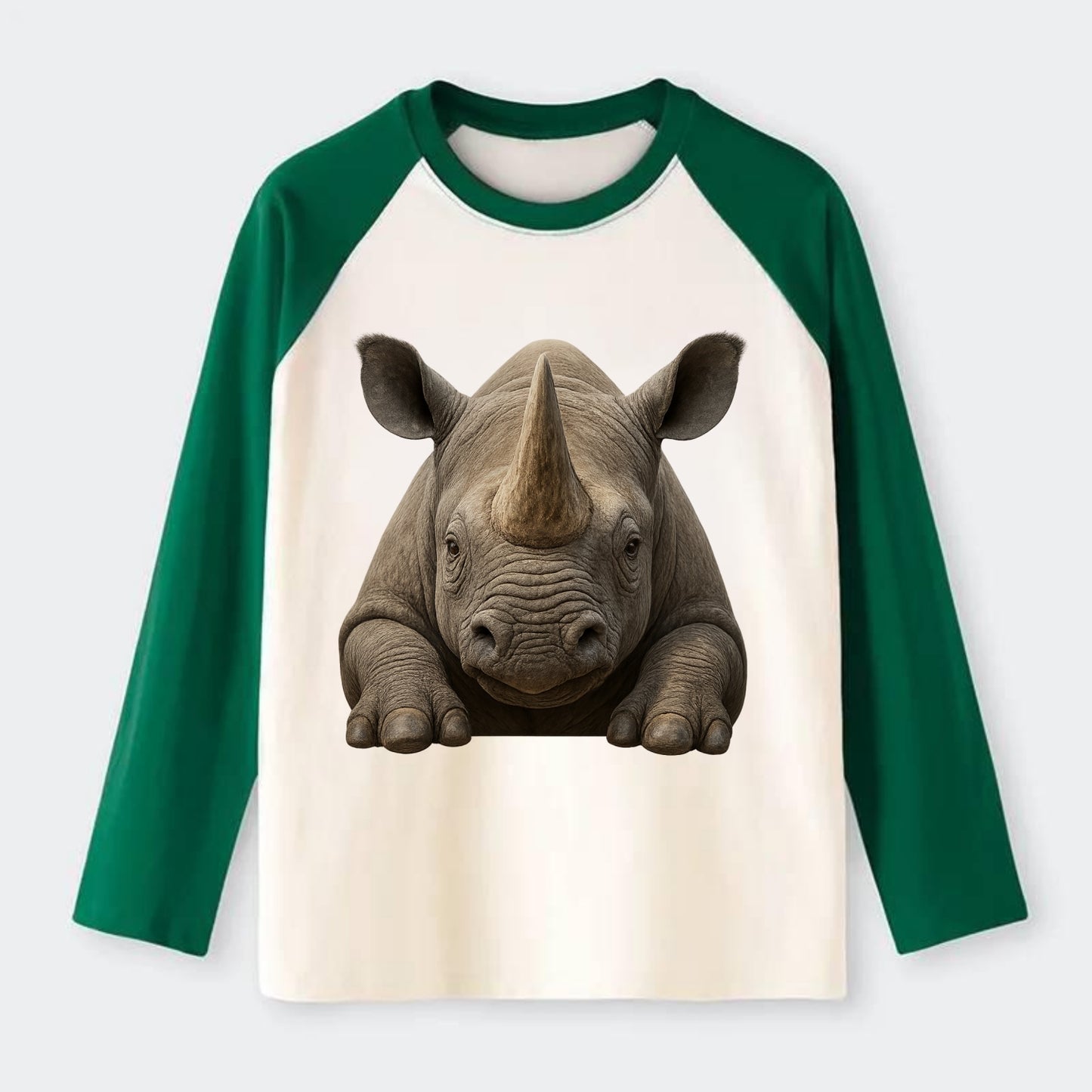 Rhinoceros - Raglan Long Sleeve T-Shirt - Green