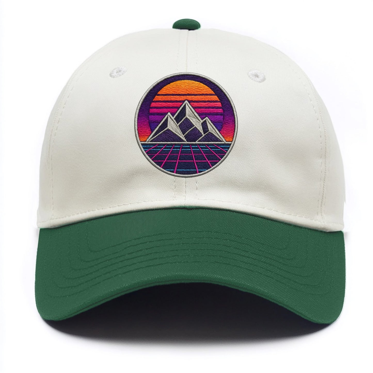 Retrowave Mountains - Two Tone Cap - Green
