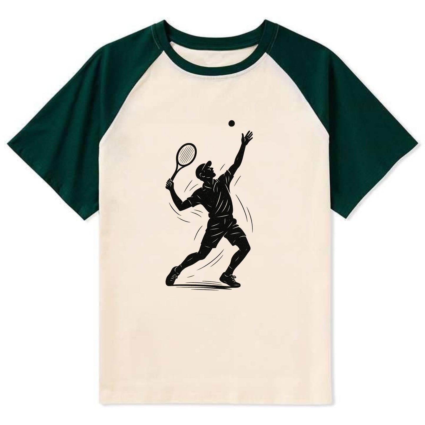 Tennis player serving with powerful form - Contrast Raglan T-shirt - Green