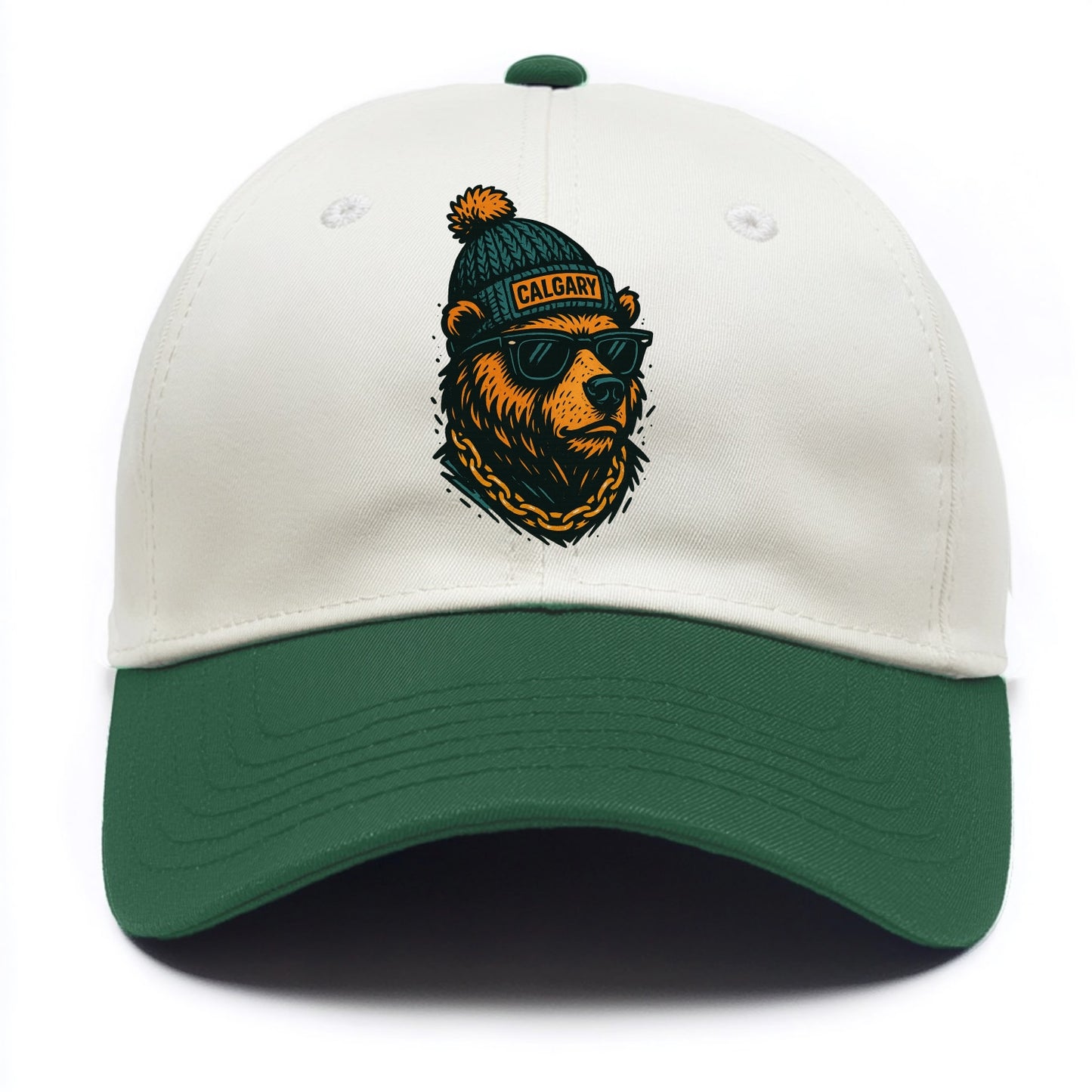 Calgary Grizzly Bear wearing Calgary bea - Two Tone Cap - Green