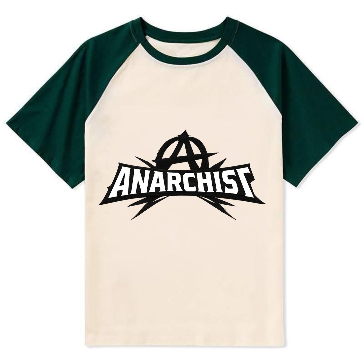 Bold typography design - "ANARCHIST" - no masters, self-governed - Contrast Raglan T-shirt - Green