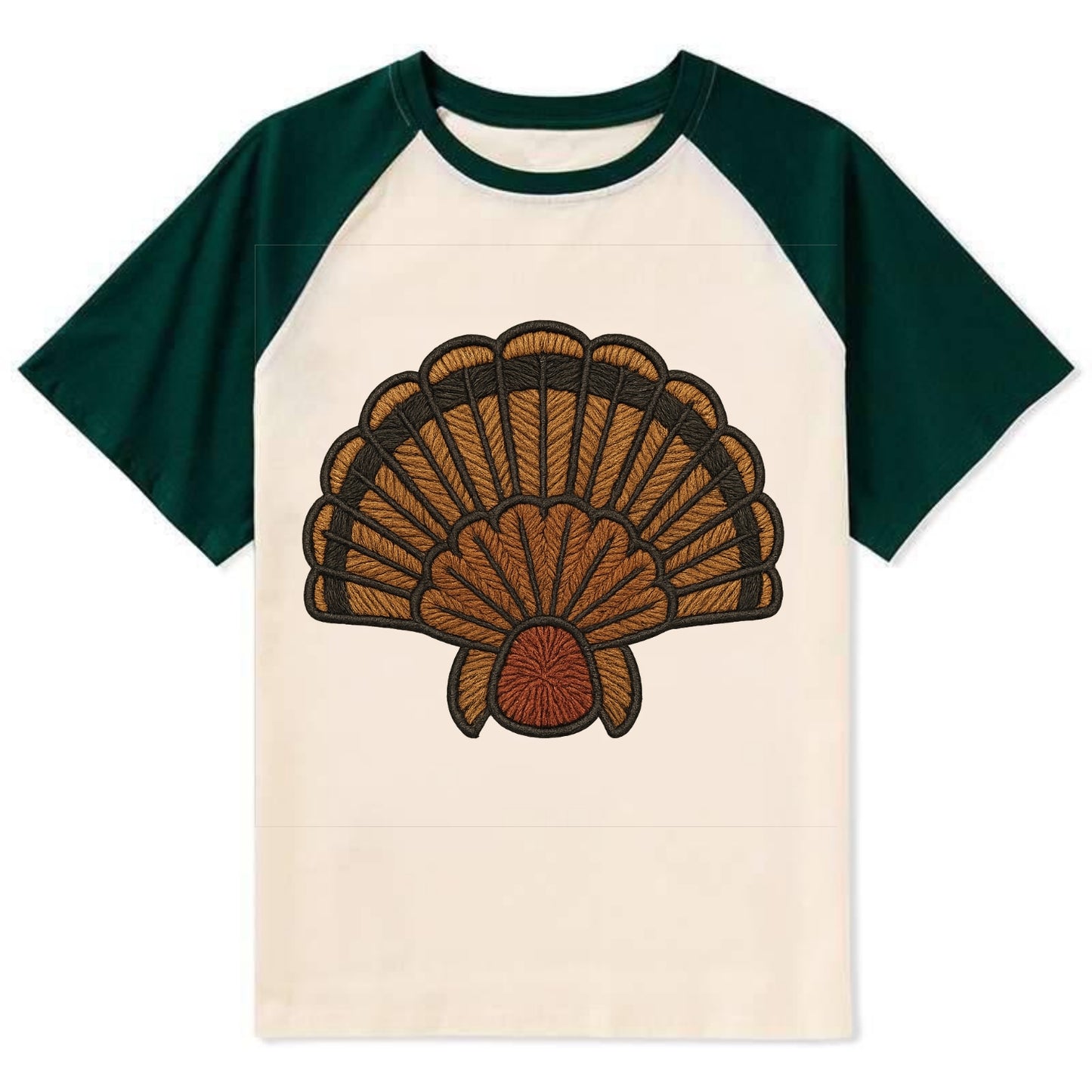 Turkey Feather - Contrast Raglan T-shirt - Green