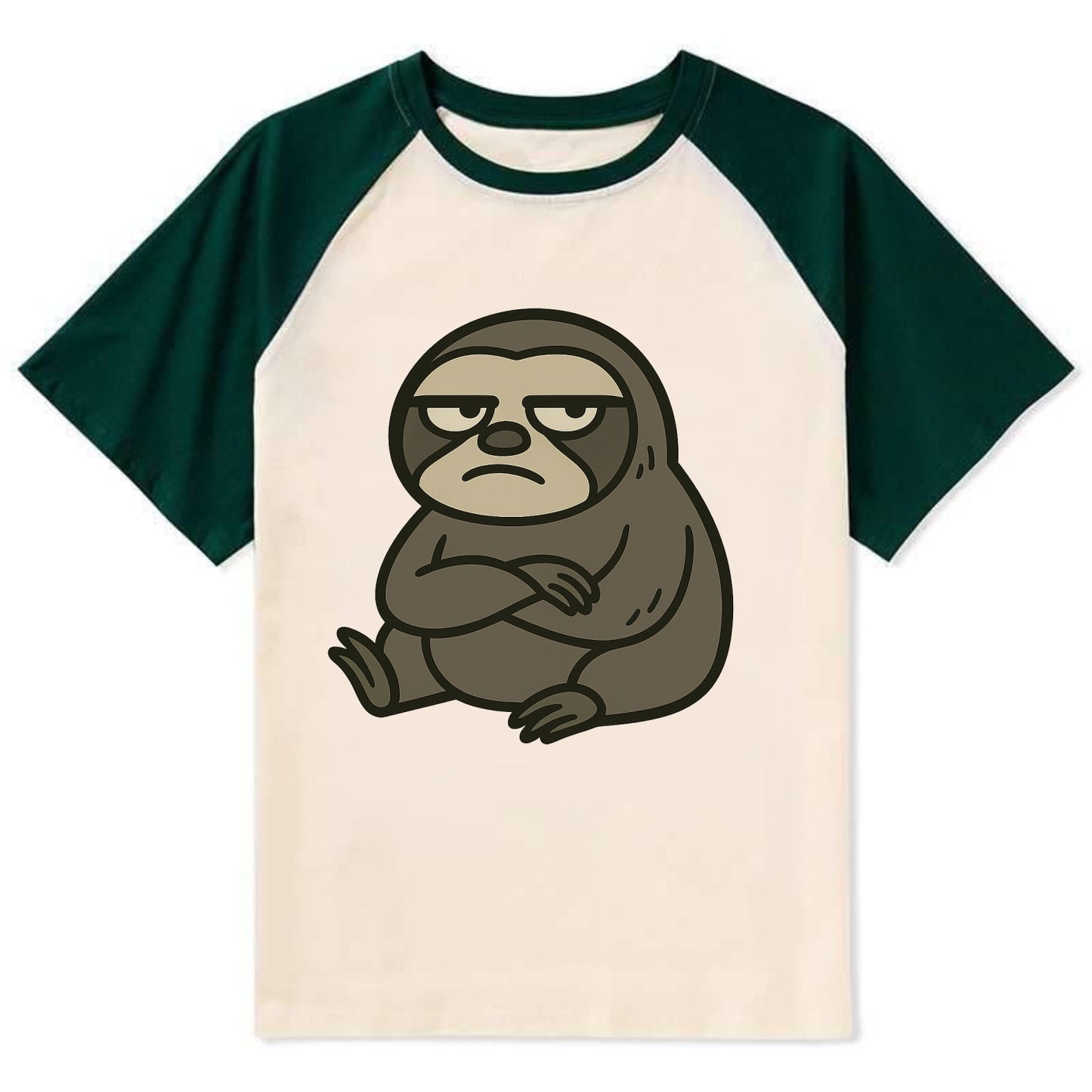 The Sloth Judging Silently - Contrast Raglan T-shirt - Green
