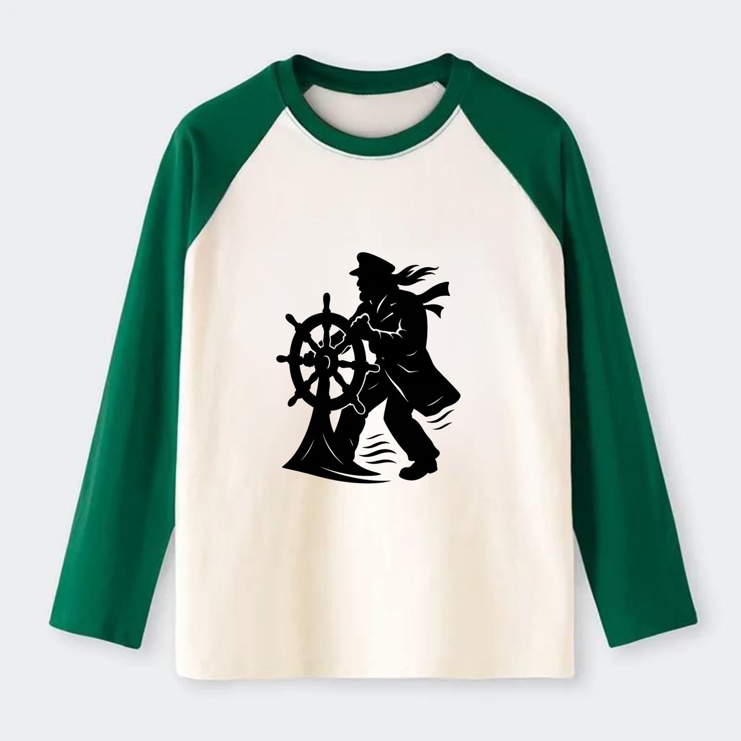 Sailor with ship wheel - Raglan Long Sleeve T-Shirt - Green