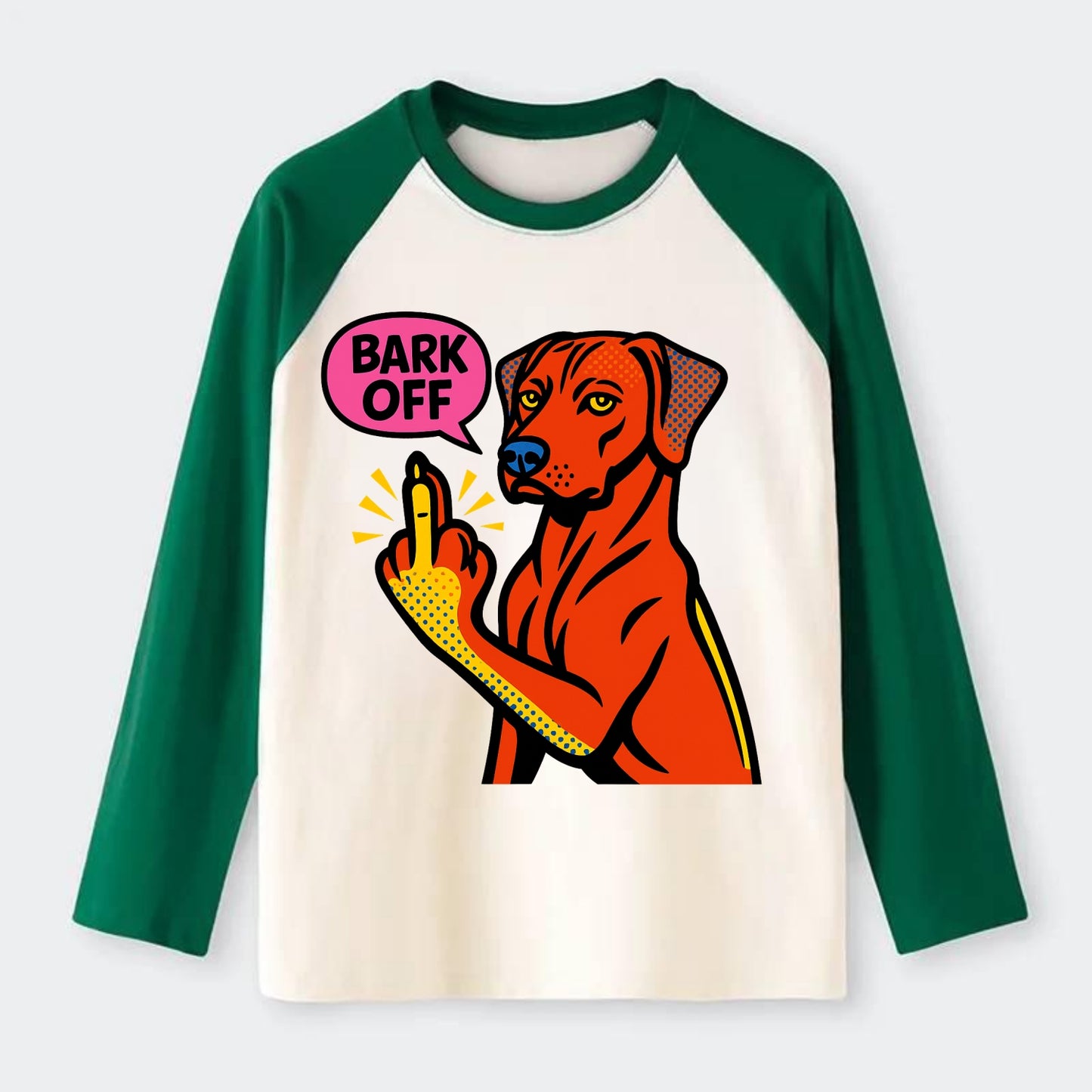 Rhodesian Ridgeback with distinctive ridge on back, athletic muscular - Raglan Long Sleeve T-Shirt - Green