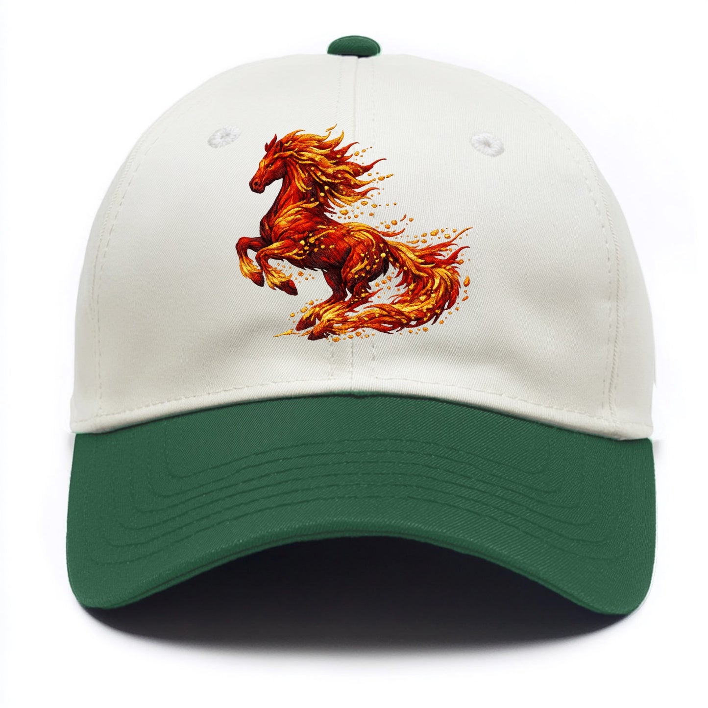 EMBER RISING | Sparks forming into horse shape | Particles of fire | Energy - Two Tone Cap - Green