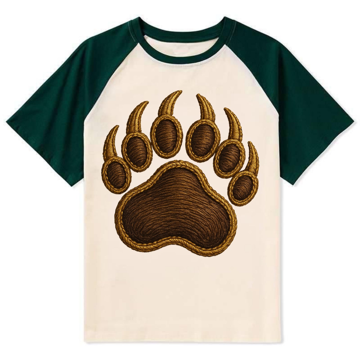 Bear Paw - Contrast Raglan T-shirt - Green