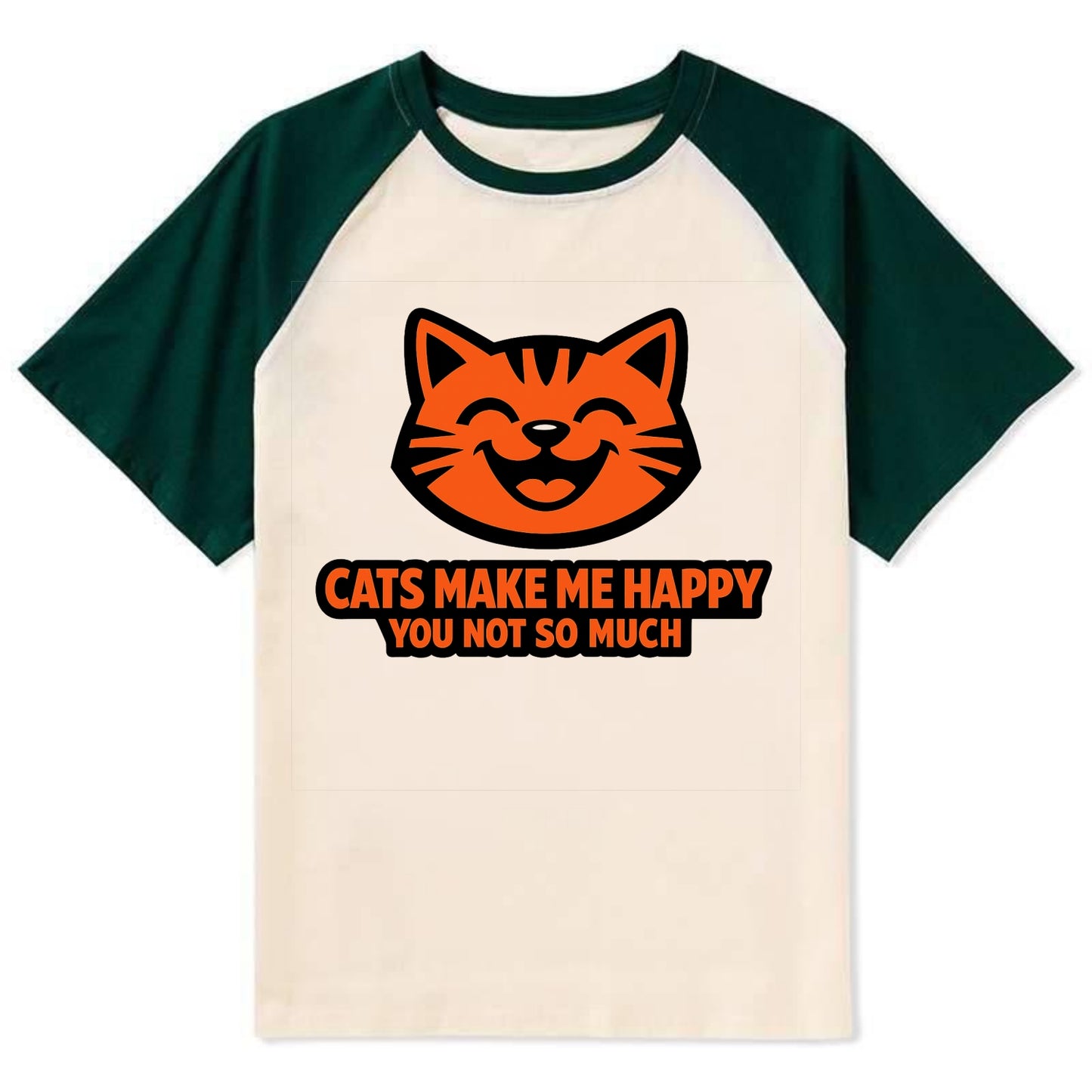 Feline Joy and Sassy Truths - Contrast Raglan T-shirt - Green