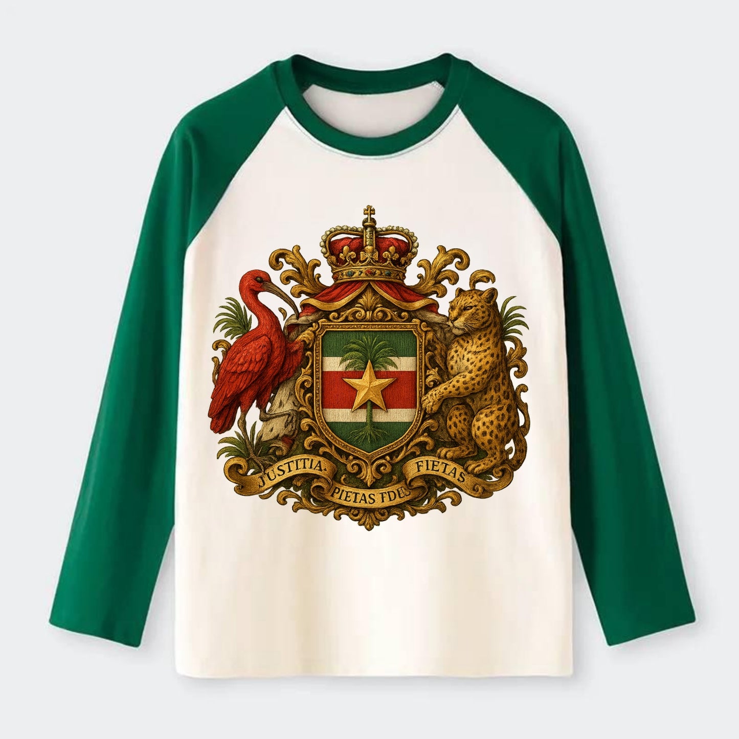 Suriname Star Emblem - Raglan Long Sleeve T-Shirt - Green