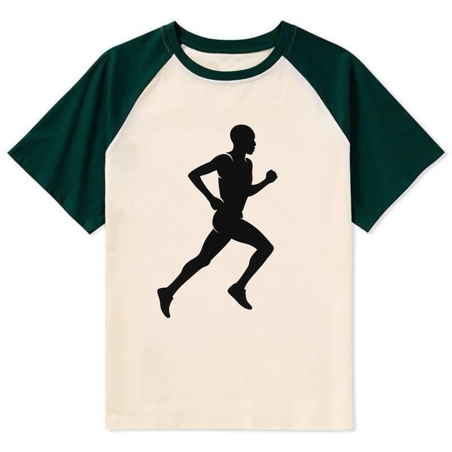 Kenyan distance runner stride - Contrast Raglan T-shirt - Green