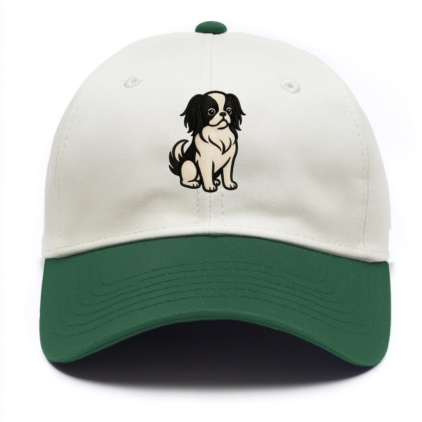 Japanese Chin - Black and white sitting Two Tone Cap - Green
