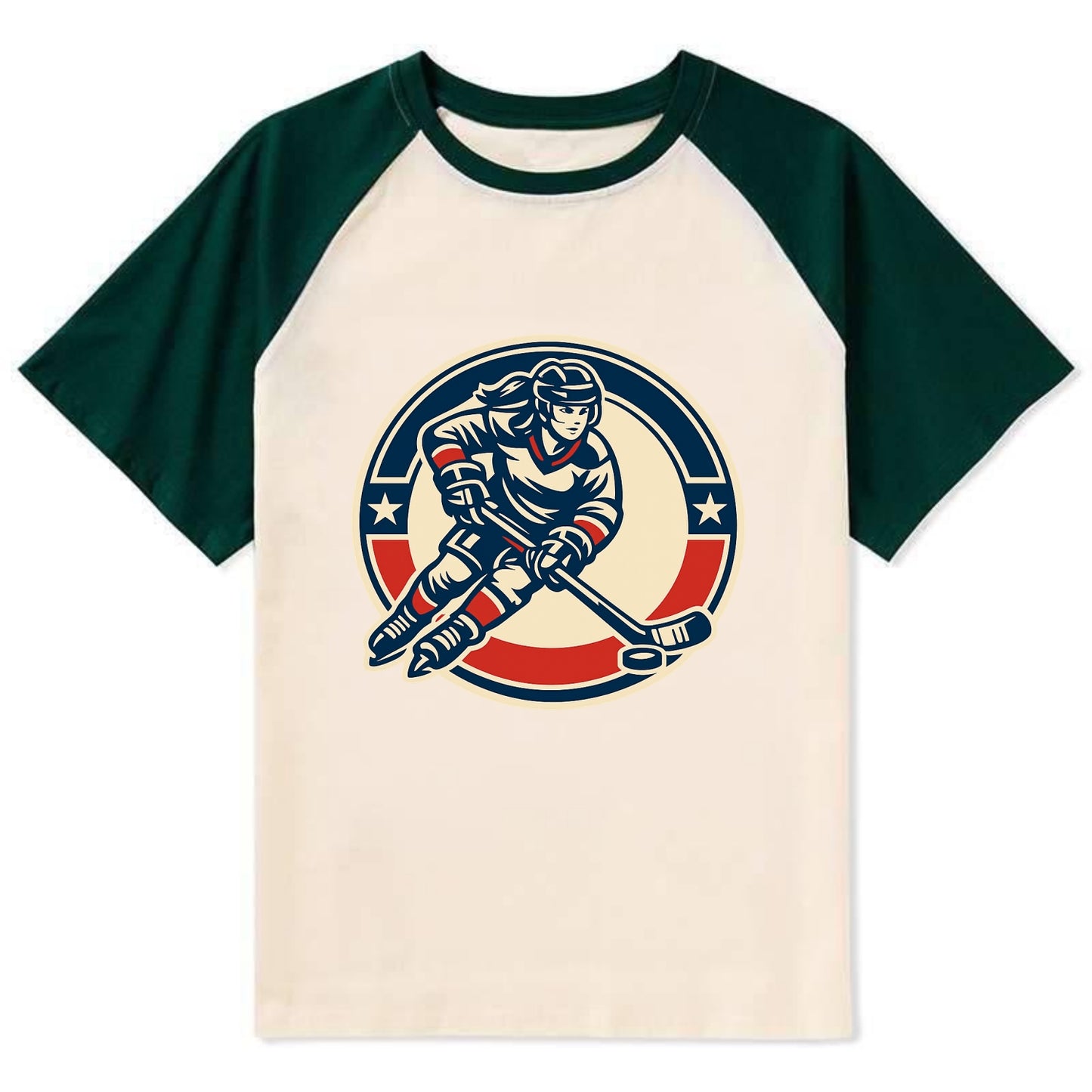 Fearless Ice Warrior - Contrast Raglan T-shirt - Green