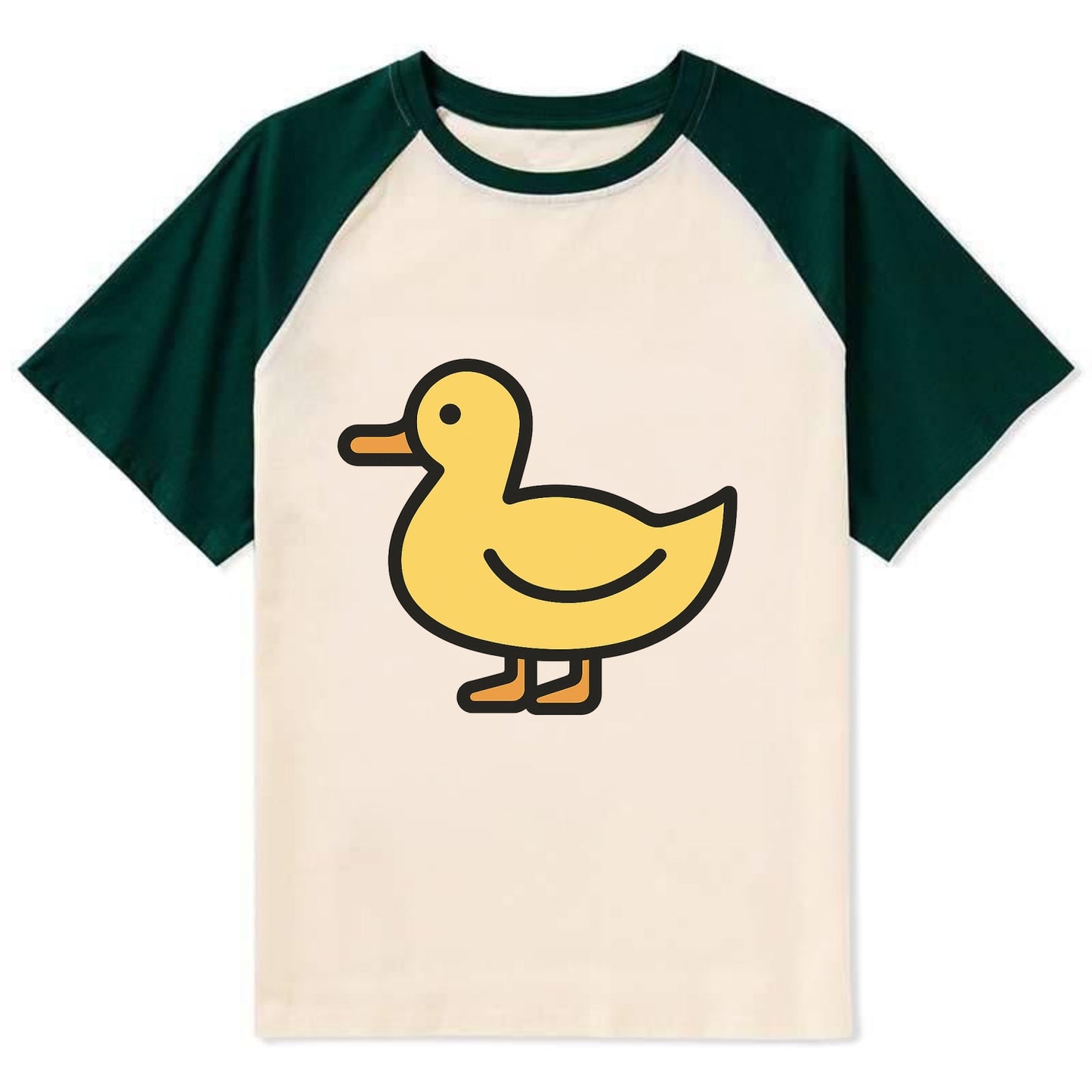 Duck - Yellow mallard flat side profile - Contrast Raglan T-shirt - Green