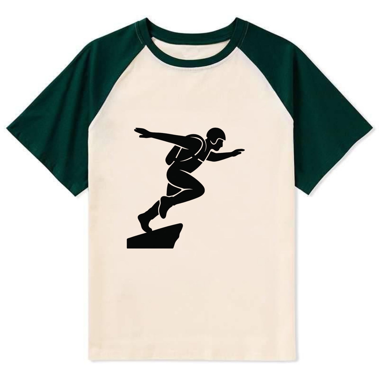 Base jumper launching off - Contrast Raglan T-shirt - Green