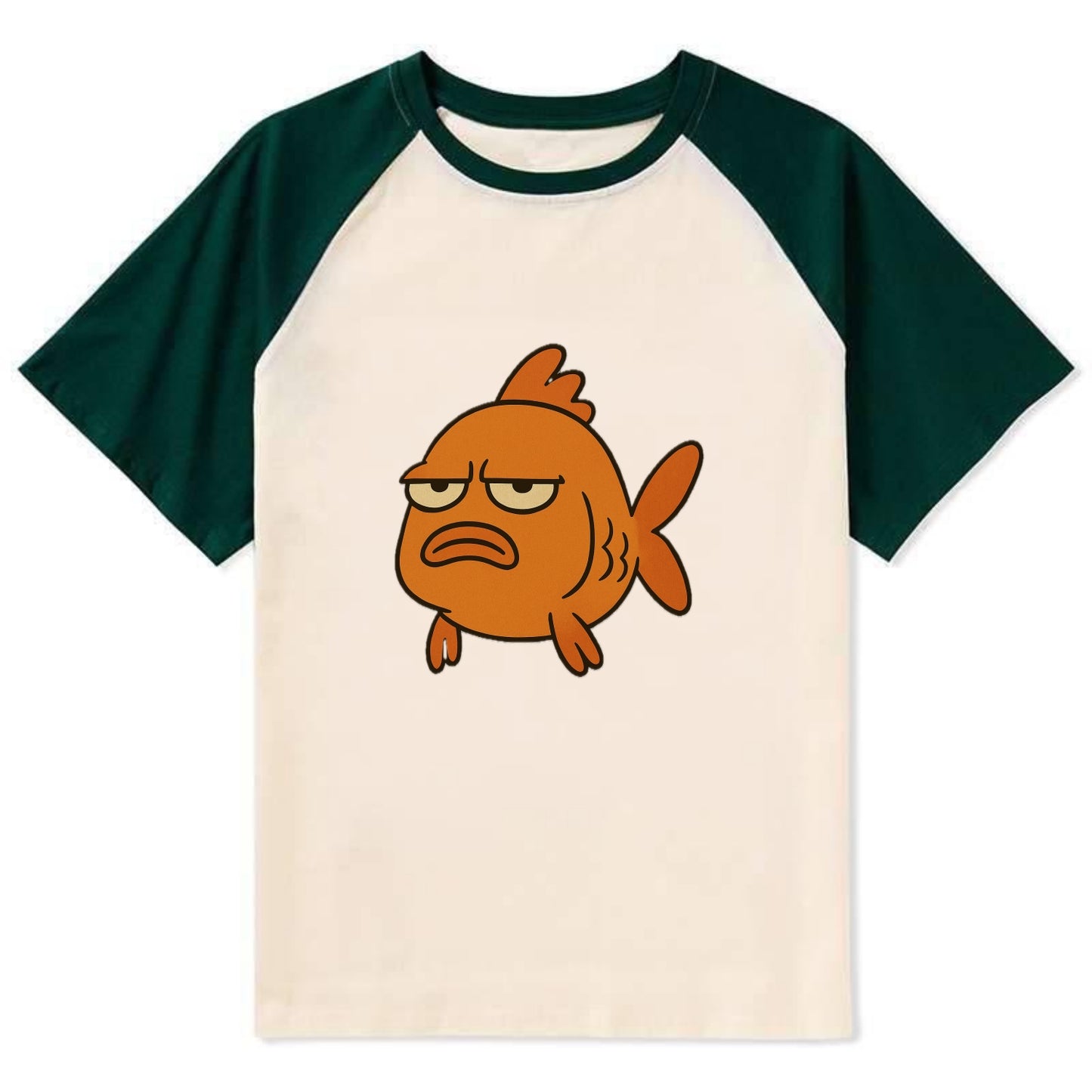 The Goldfish Judging Silently - Contrast Raglan T-shirt - Green
