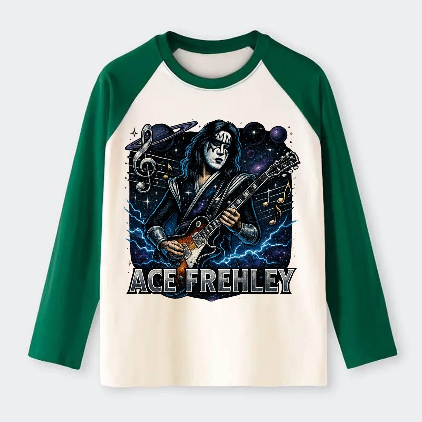 Ace Musical Cosmos - Raglan Long Sleeve T-Shirt - Green
