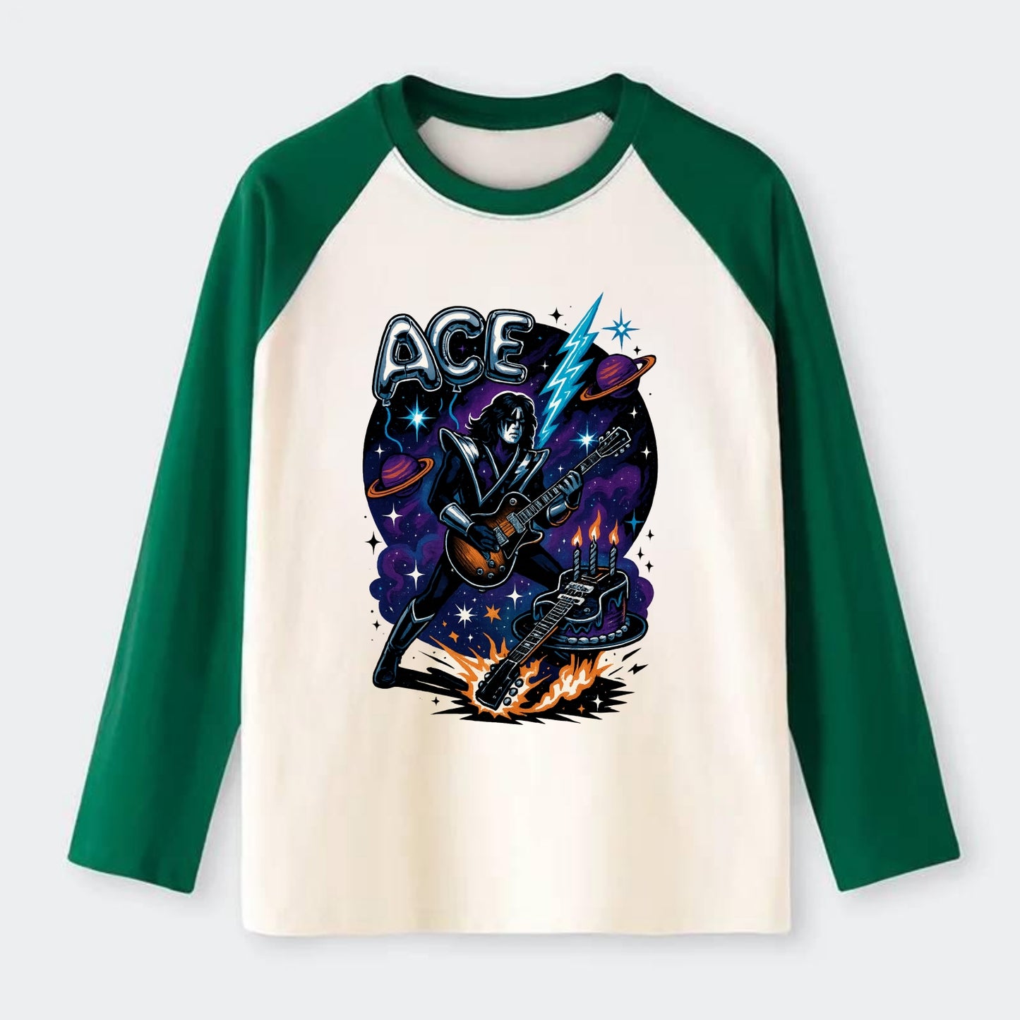 Ace Birthday Celebration - Raglan Long Sleeve T-Shirt - Green