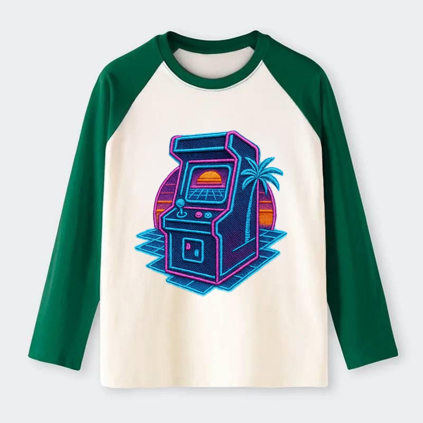 Arcade Machine - Raglan Long Sleeve T-Shirt - Green