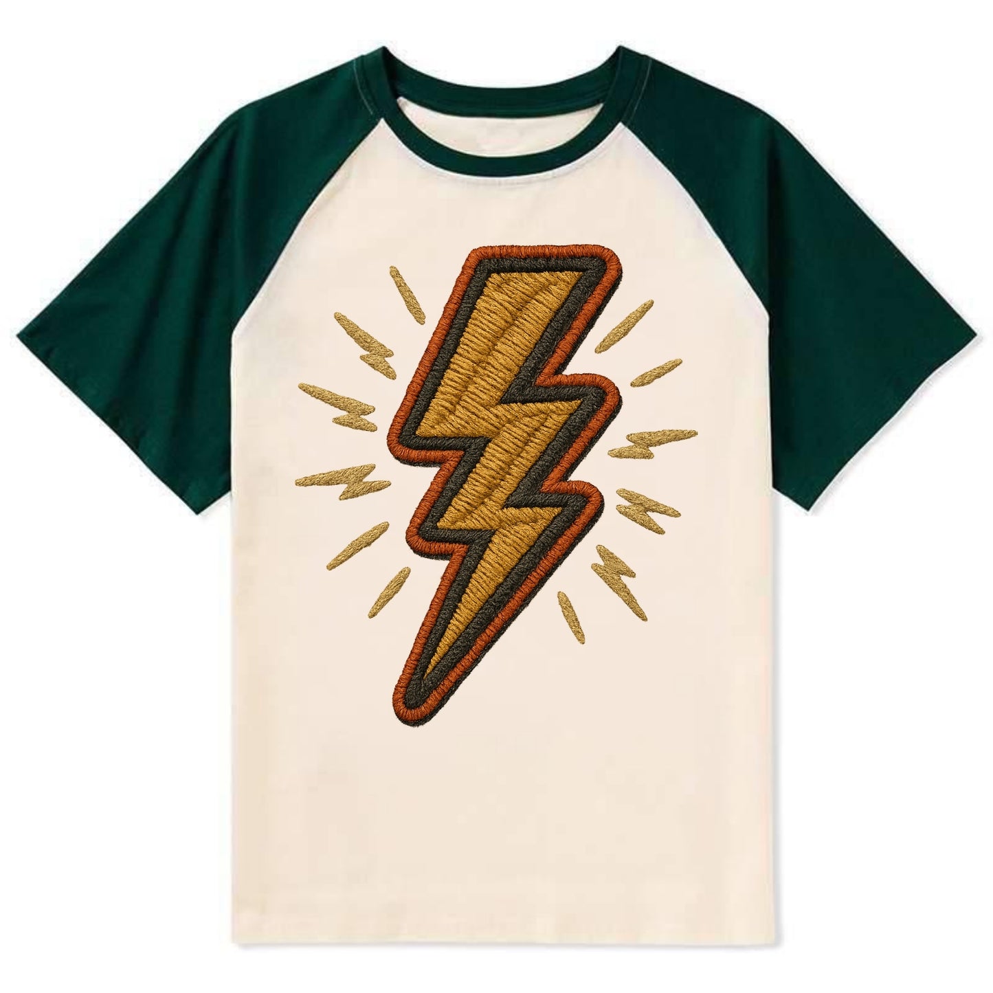 Lightning Bolt - Contrast Raglan T-shirt - Green