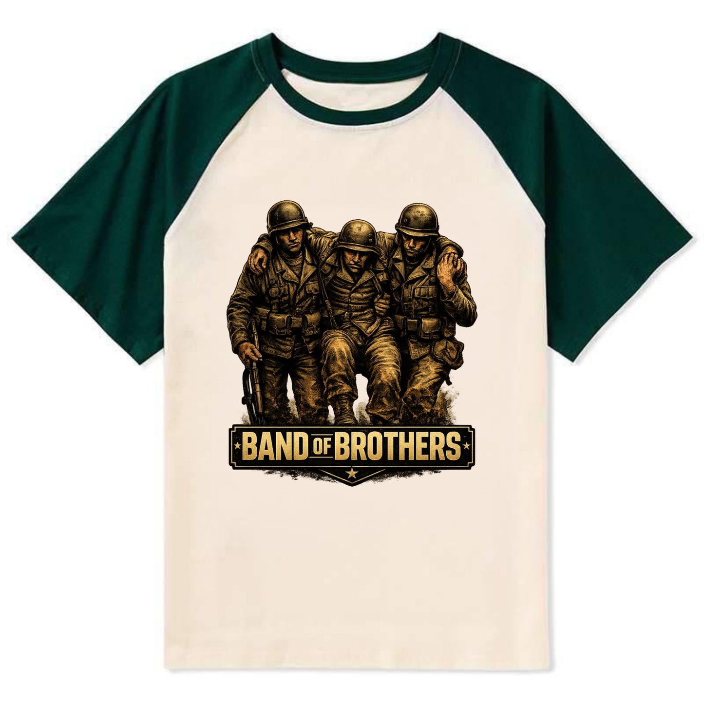 Band Of Brothers - Contrast Raglan T-shirt - Green