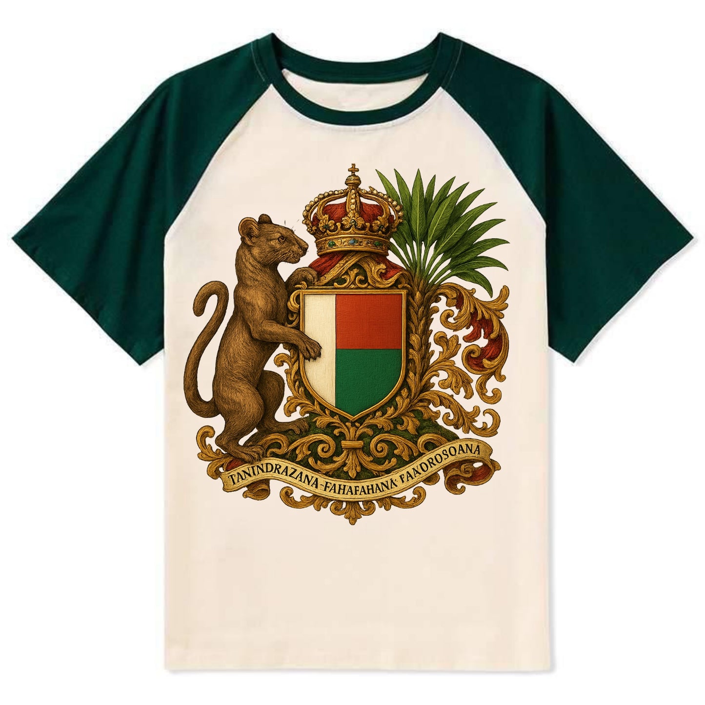Madagascar Fossa Hunter - Contrast Raglan T-shirt - Green