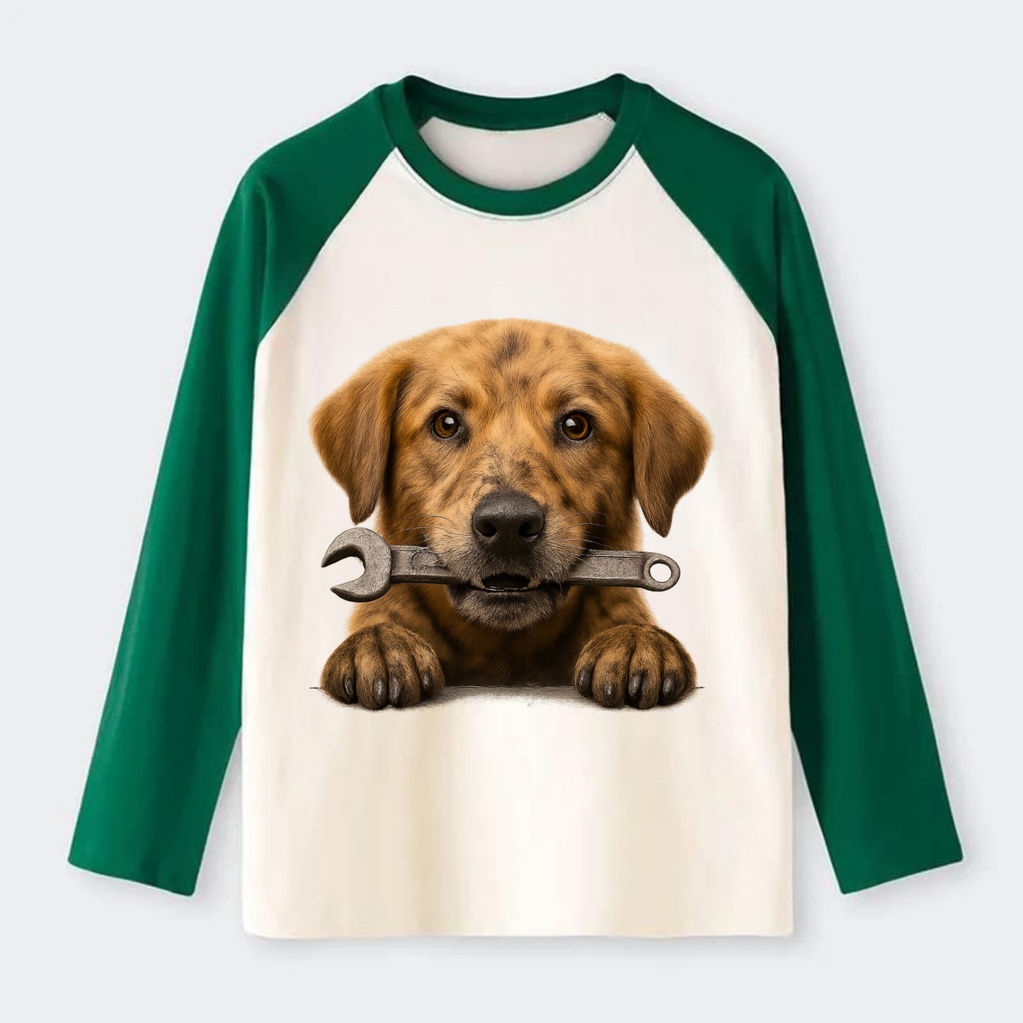 Mechanic Dog - Raglan Long Sleeve T-Shirt - Green
