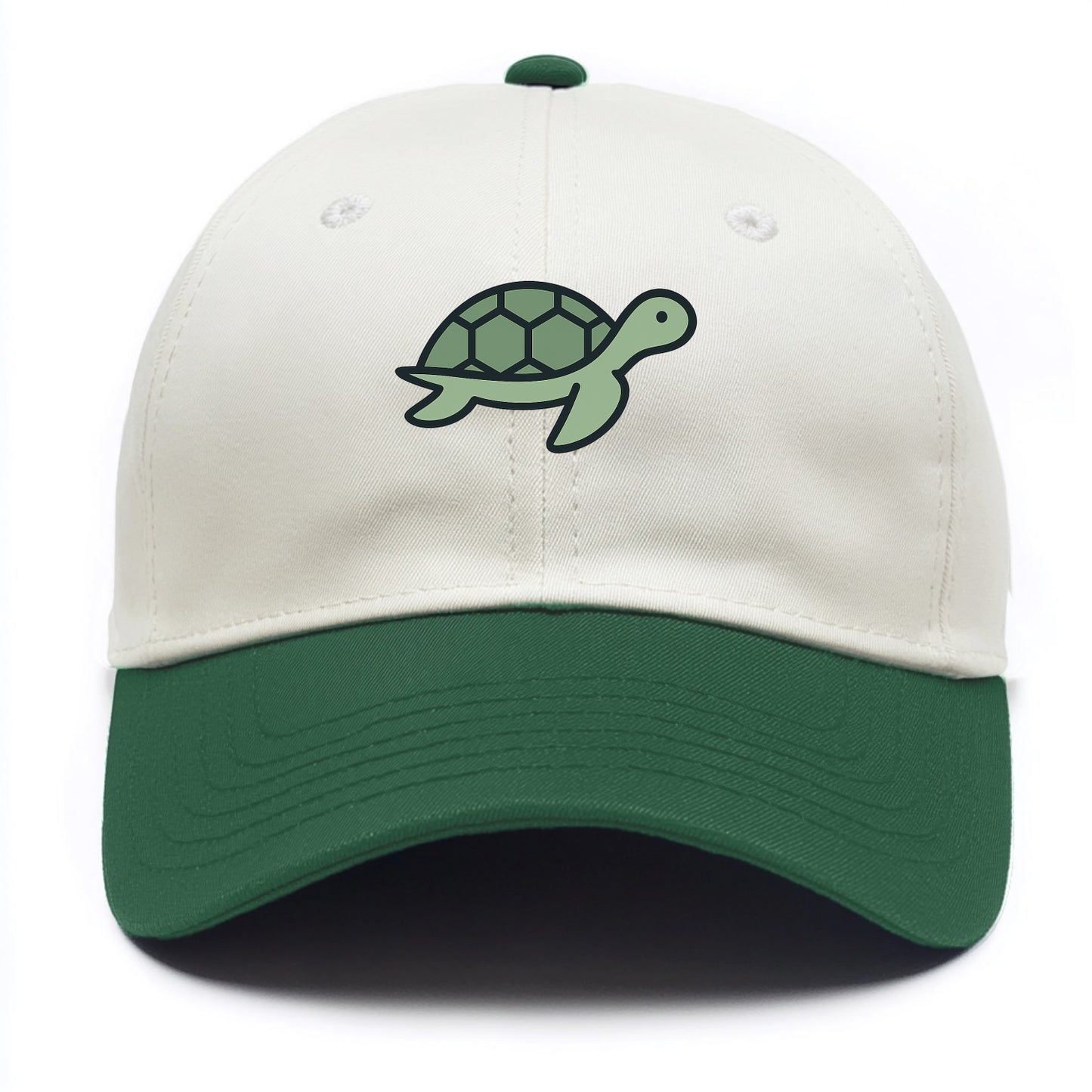 Sea Turtle - Green with shell pattern flat side profile - Two Tone Cap - Green