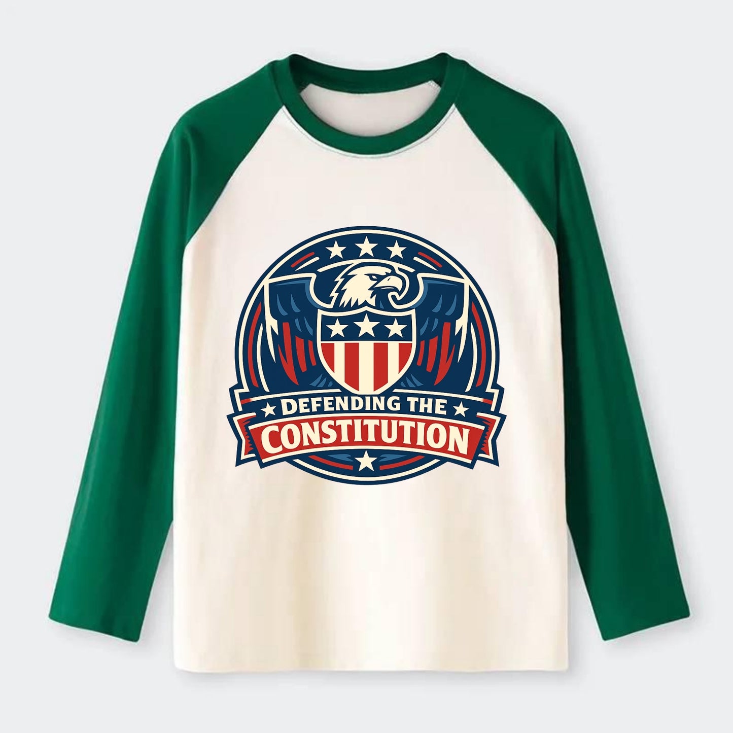 Defend Constitution - Raglan Long Sleeve T-Shirt - Green