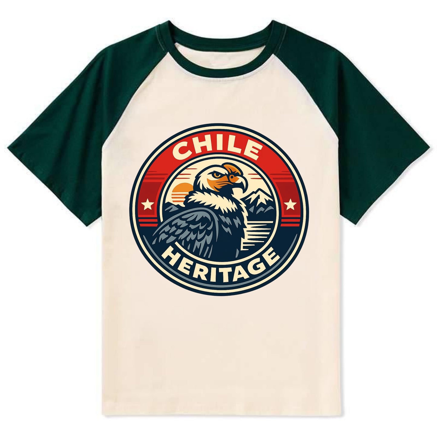 Andean Spirit Emblem - Contrast Raglan T-shirt - Green