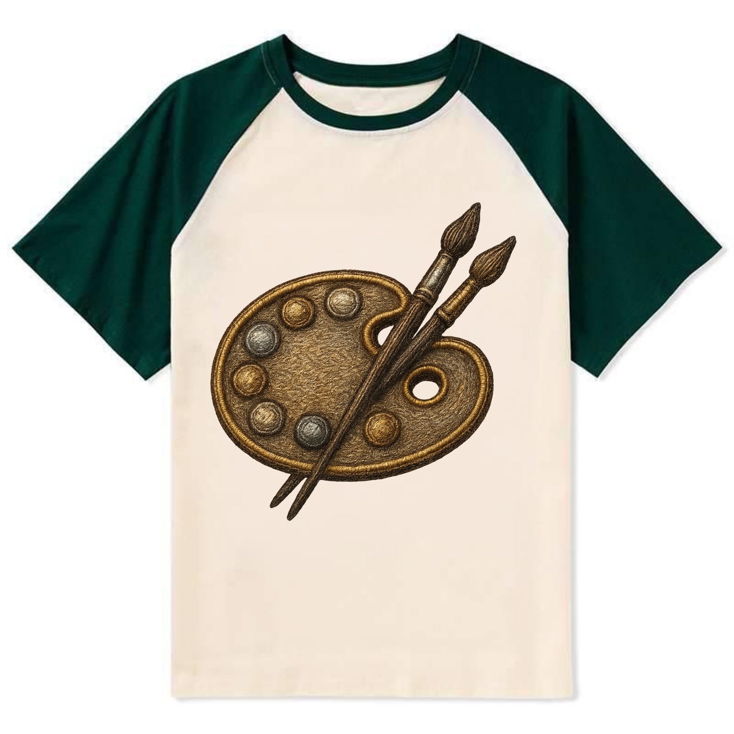 Artist palette with brushes - painter emblem - Contrast Raglan T-shirt - Green