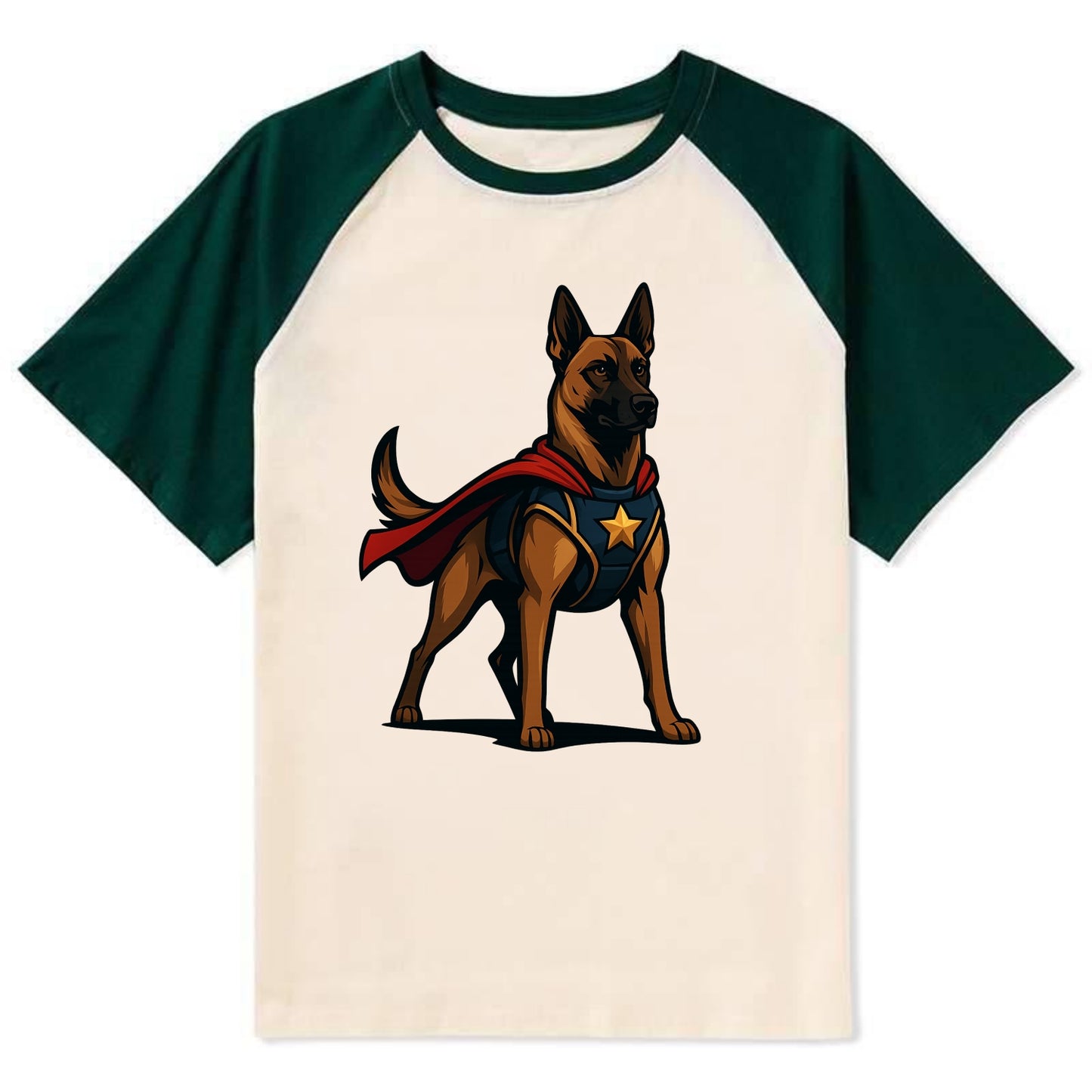 Belgian Malinois Guardian Hero - Contra Contrast Raglan T-shirt - Green