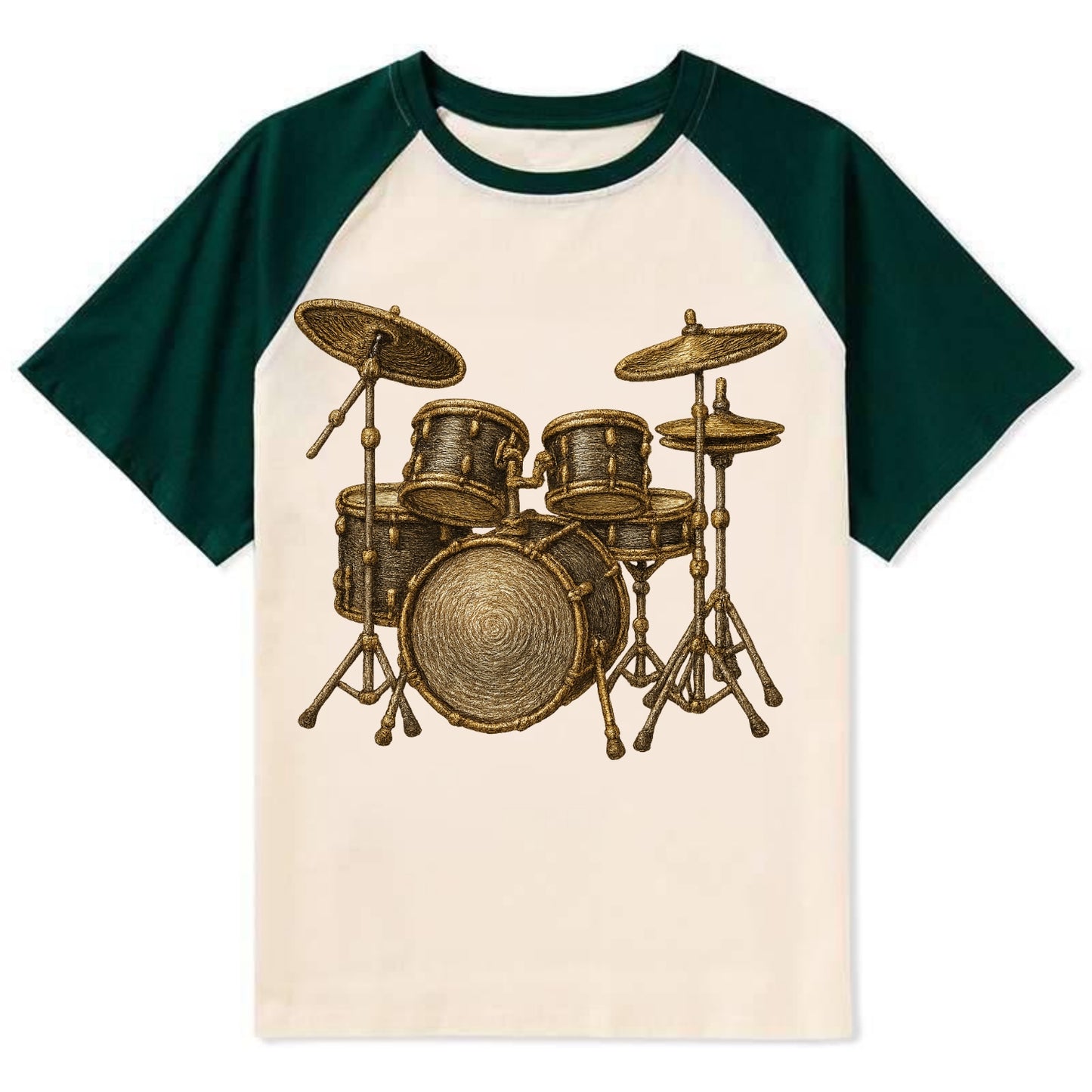 Drum Kit - Contrast Raglan T-shirt - Green
