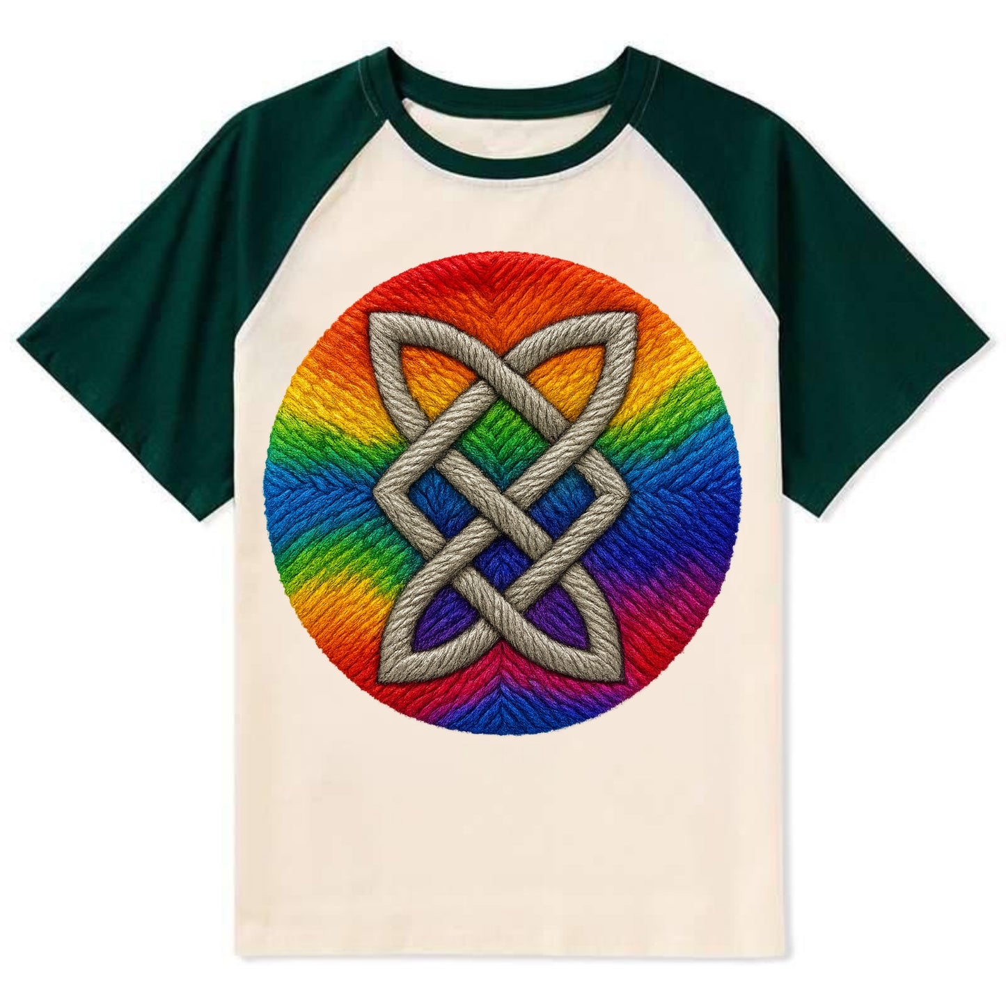Celtic Shield Knot - Contrast Raglan T-shirt - Green