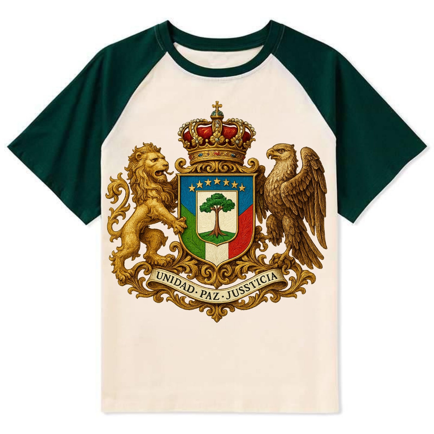 Equatorial Guinea Silk Cotton Tree Emblem - Contrast Raglan T-shirt - Green
