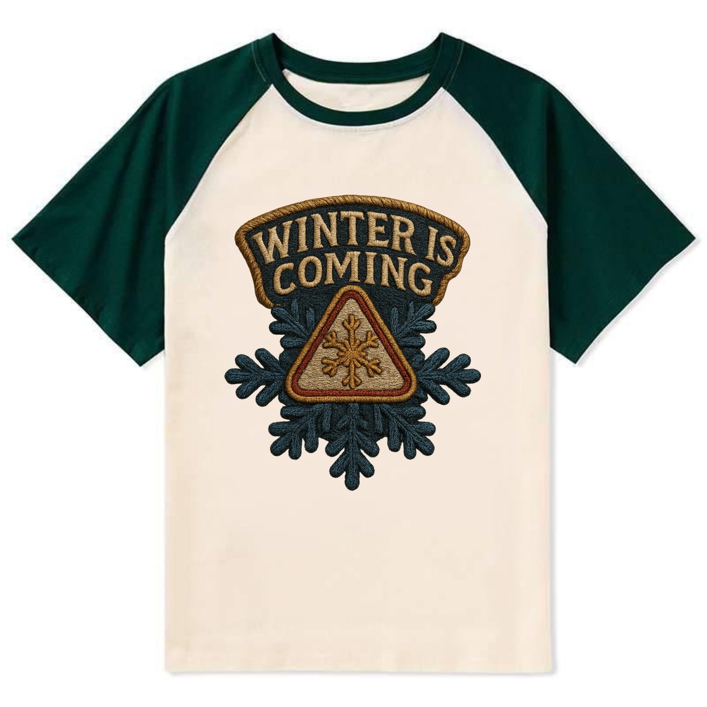Winter Is Coming - Contrast Raglan T-shirt - Green