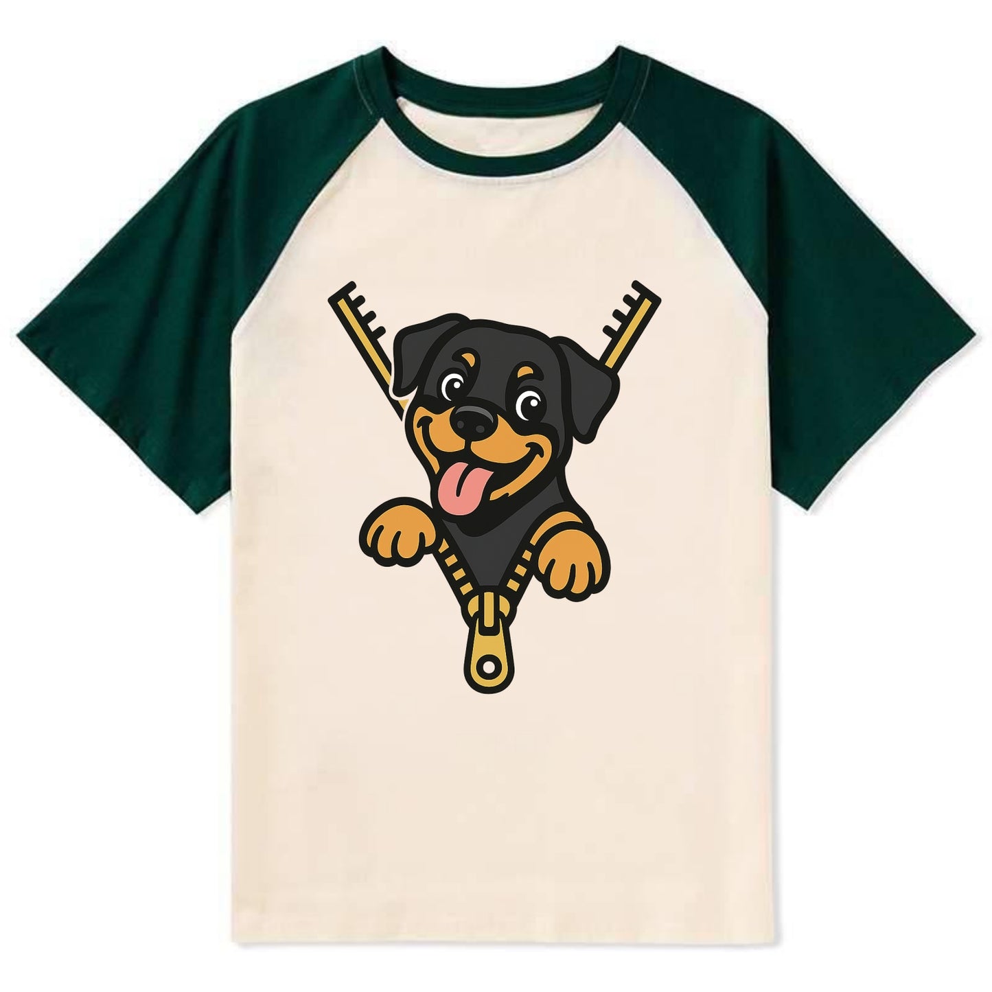 Rottweiler - Contrast Raglan T-shirt - Green